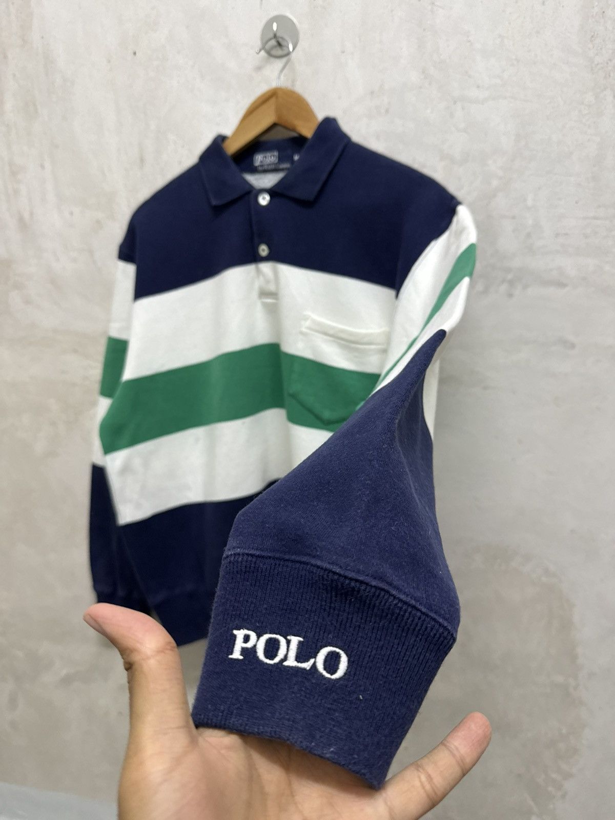 Polo Ralph Lauren Vintage Polo Ralph Lauren Stripe Collar Sweatshirt Size US M / EU 48-50 / 2 - 3 Thumbnail