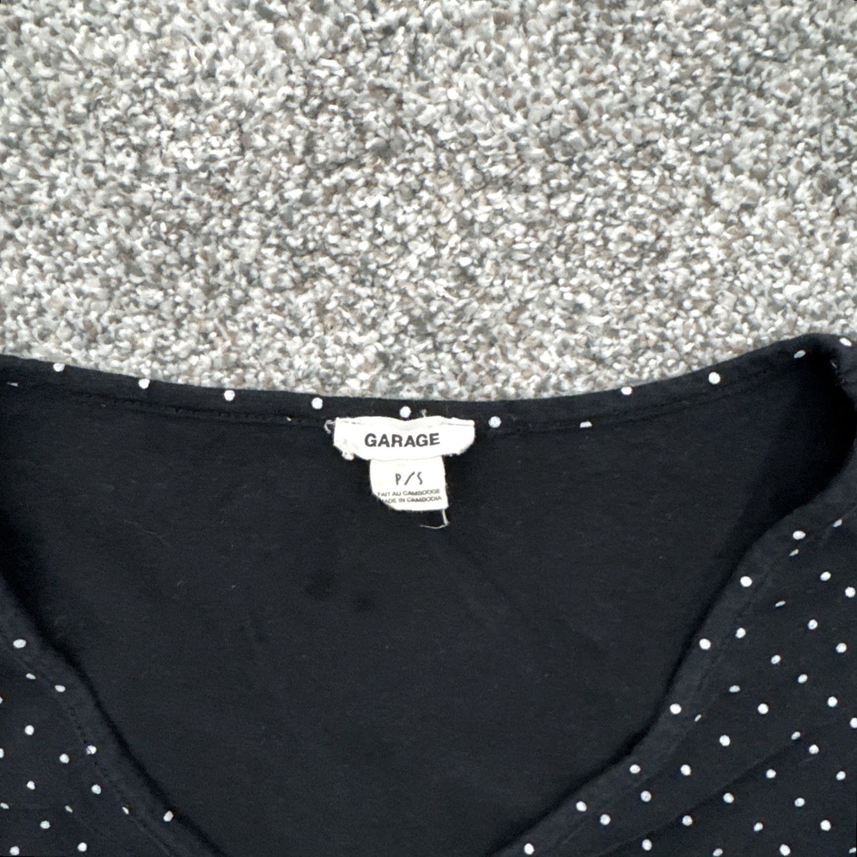 Garage Garage Cropped Top Women S Short Sleeve V-Neck Polka Dot Jersey T-Shirt Retro Y2K Edgy Grunge Minimalist City Outdoor 95% Cotton 5% Spandex Size S / US 4 / IT 40 - 4 Thumbnail
