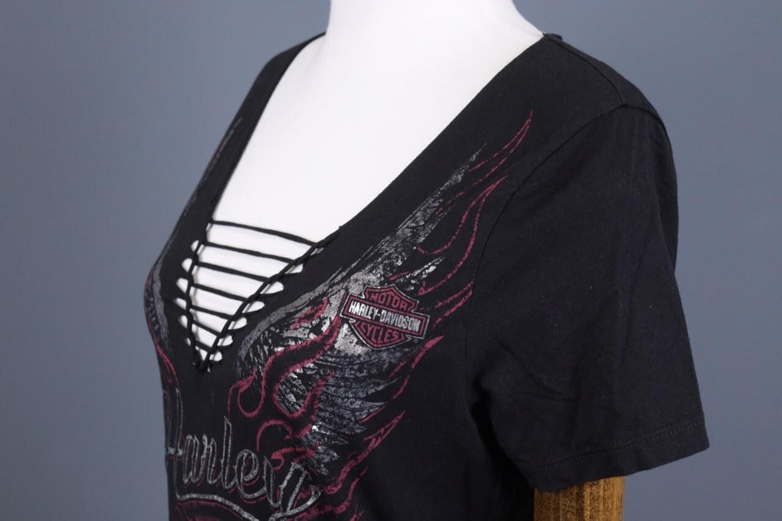 Designer Harley Davidson Black Big Logo Drawstring Top Tunic Shirt Size ONE SIZE - 7 Thumbnail