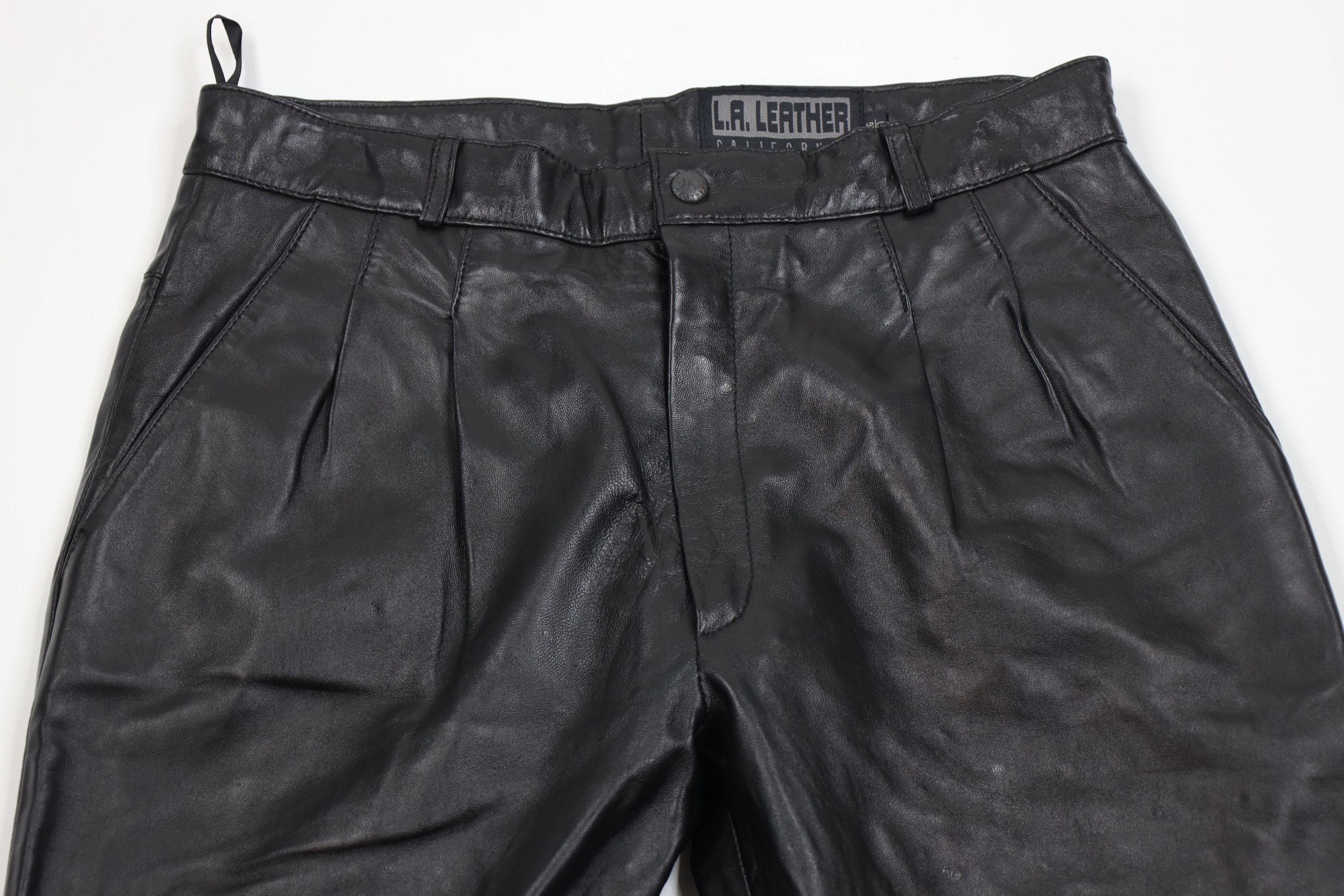 Vintage Vintage 90s Streetwear Soft Leather Straight Leg Pants Size US 30 / EU 46 - 2 Thumbnail