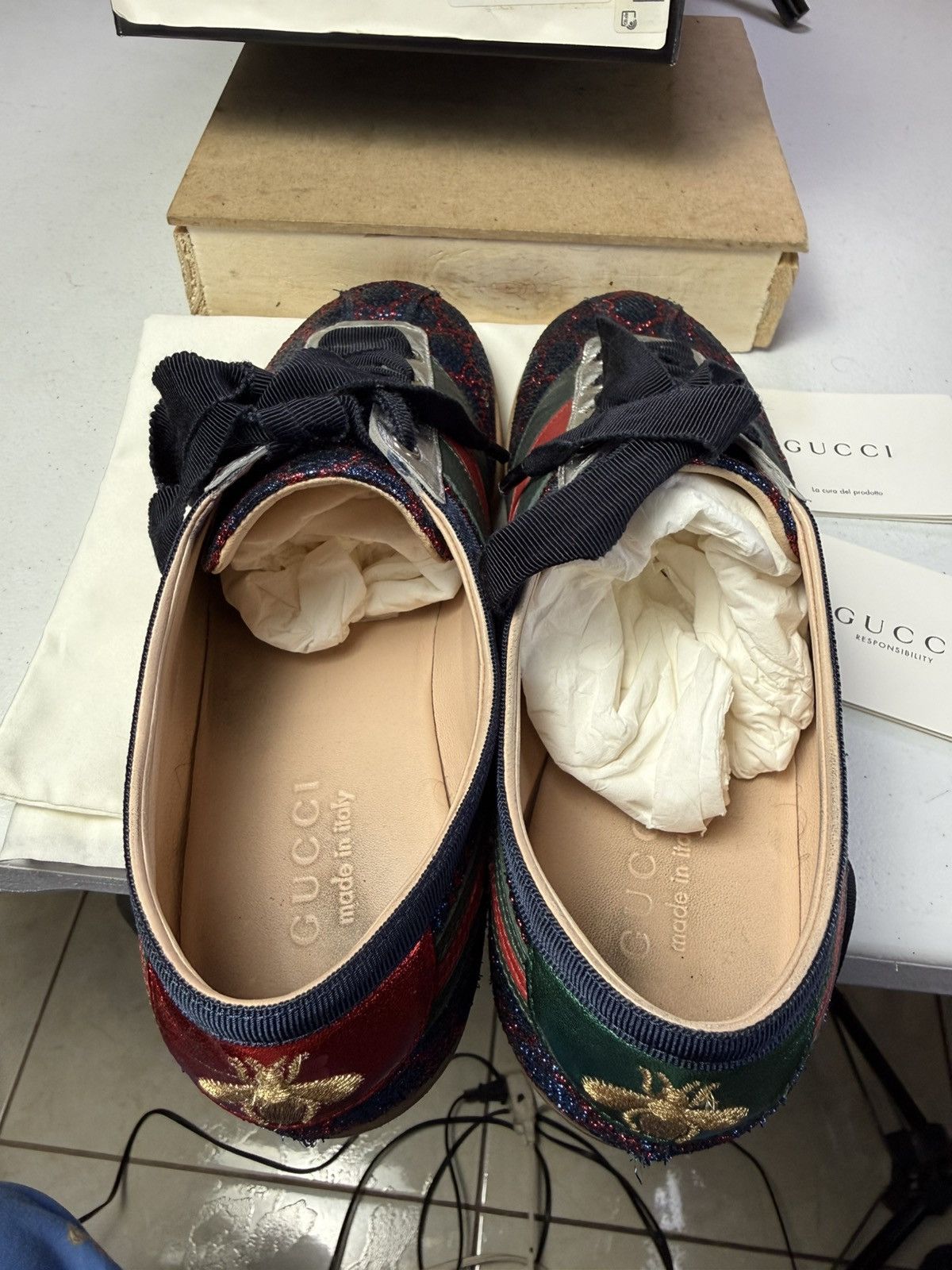Gucci GUCCI Falacer Lurex Low-Top Sneakers Sz 8.5 Size US 8.5 / EU 41-42 - 8 Thumbnail