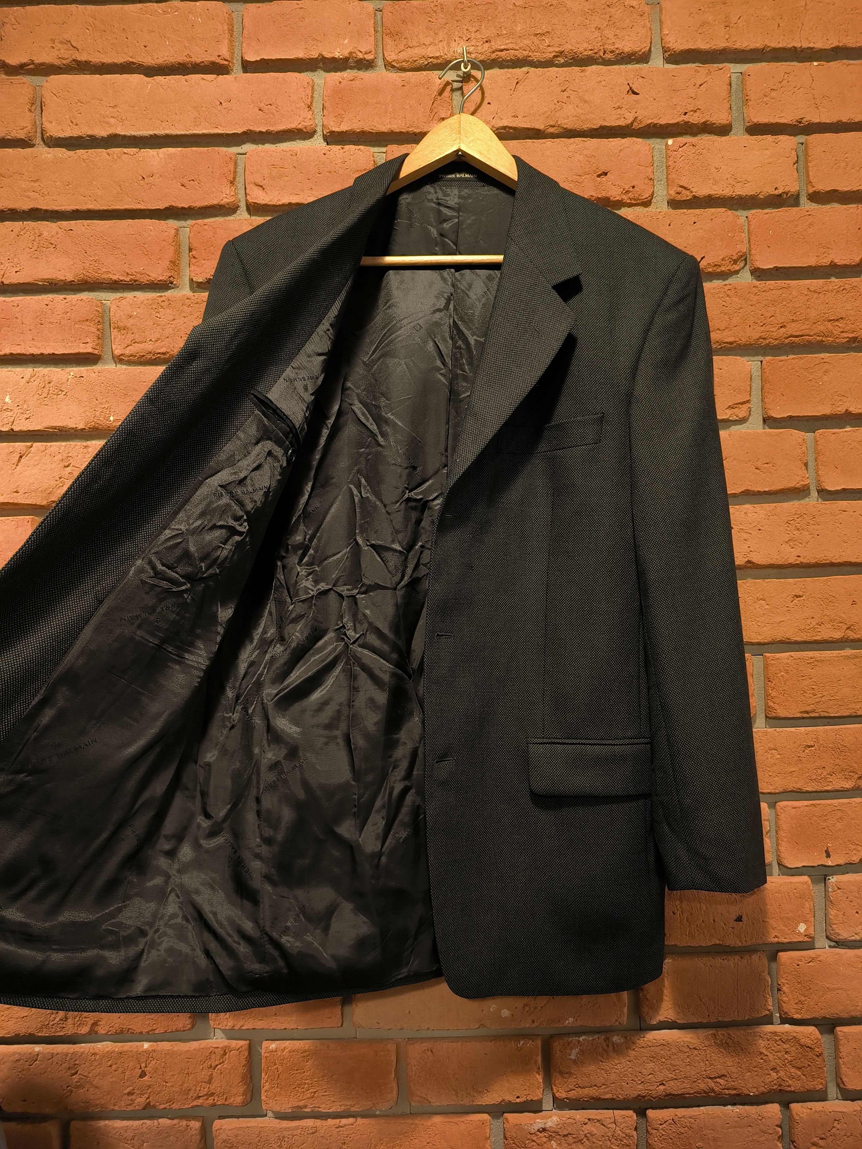 Pierre Balmain Pierre Balmain Suit Jacket Multilogo Pattern Logo Black Size 50R - 2 Thumbnail