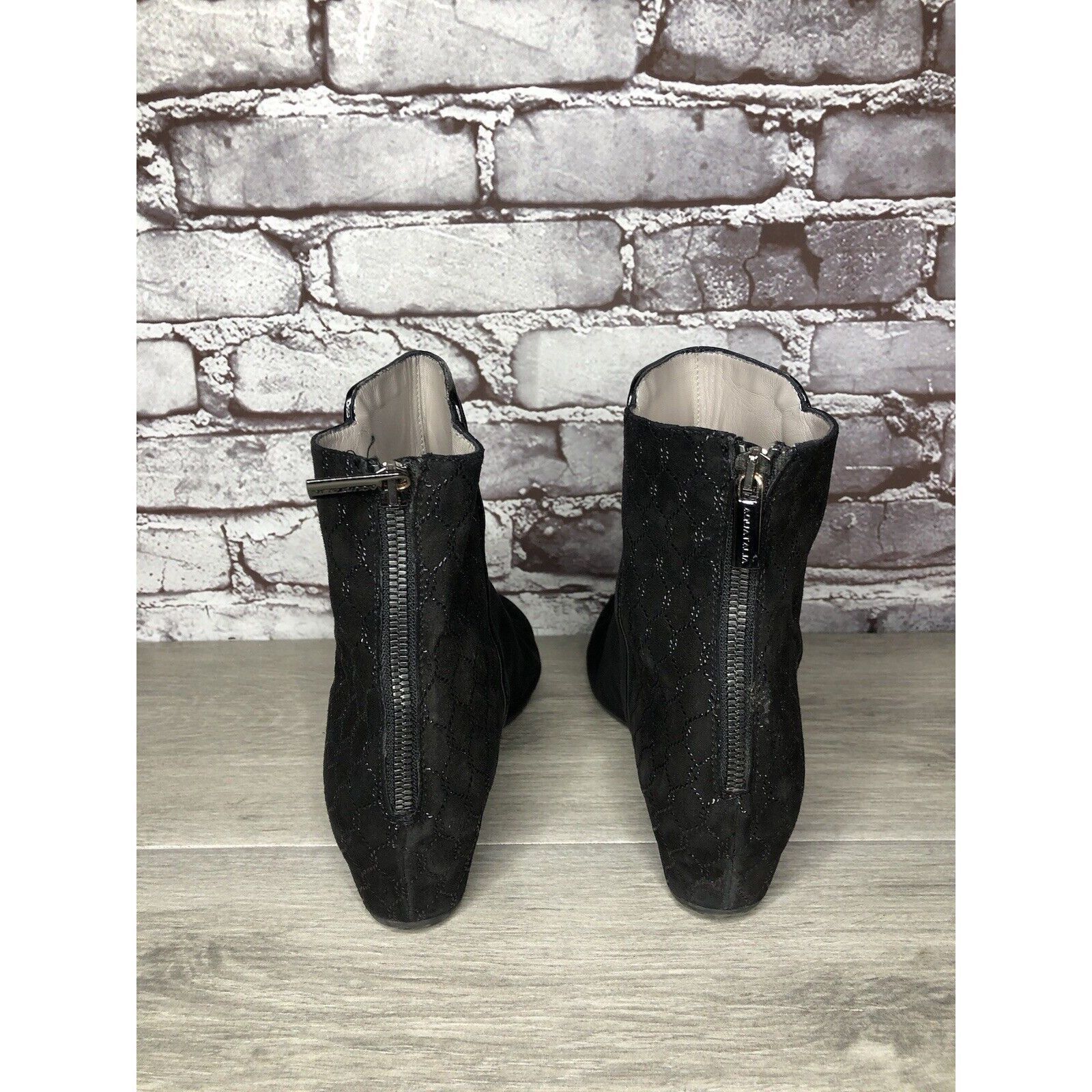 Aquatalia Aquatalia Black Suede Leather Wedge Back Zipper Booties Wome Size US 8 / IT 38 - 4 Thumbnail