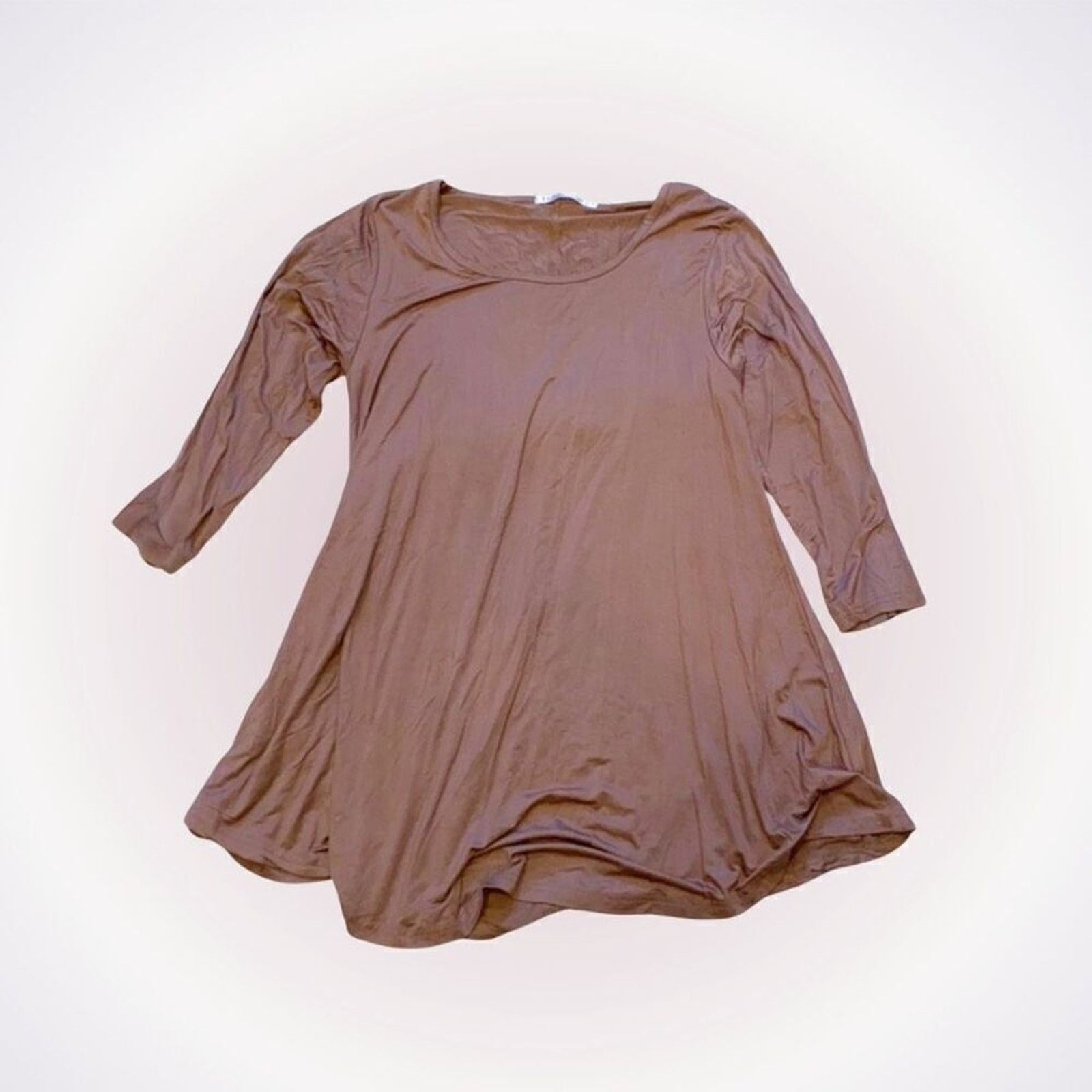 Other Jollie Lovin Tan 3/4 Sleeve Flower Swing Dress | Sz S Size S / US 4 / IT 40 - 1 Thumbnail