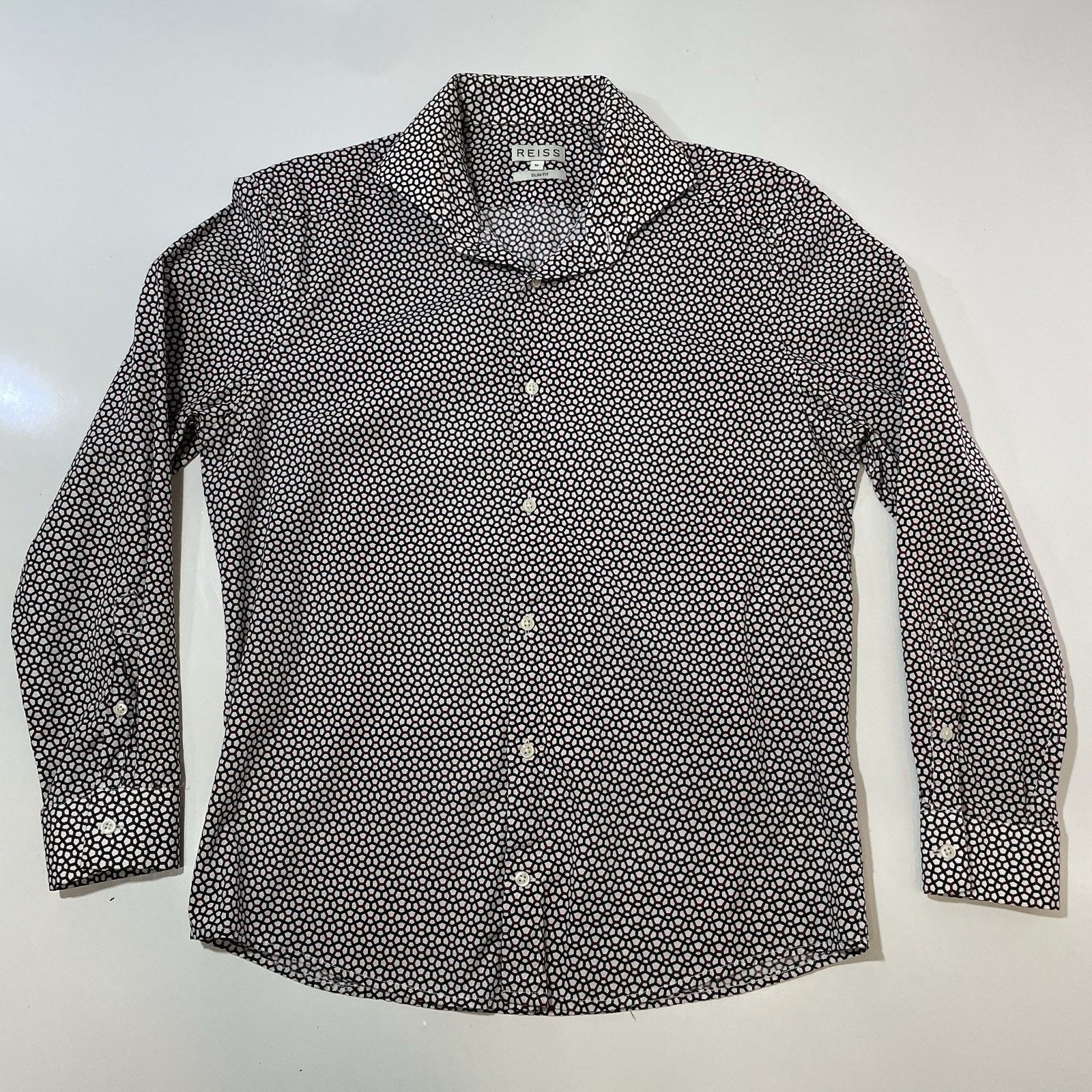 Reiss Reiss Men’s Geo Print White Shirt Size Medium Slim Fit Size US M / EU 48-50 / 2 - 1 Thumbnail