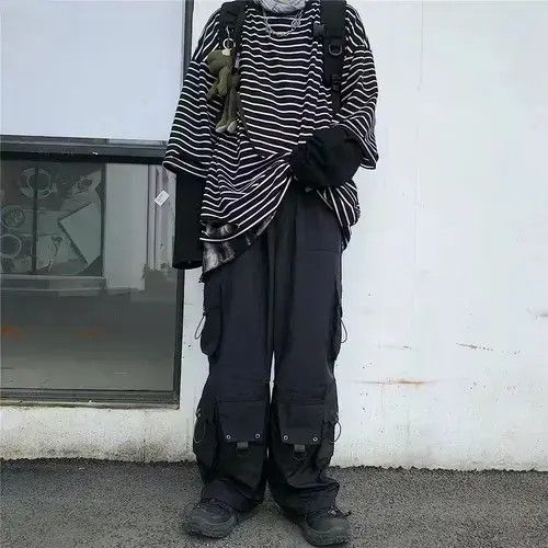 Other Black Cargo HipHop Punk Oversize Wide Leg Trousers Size US 30 / EU 46 - 4 Thumbnail
