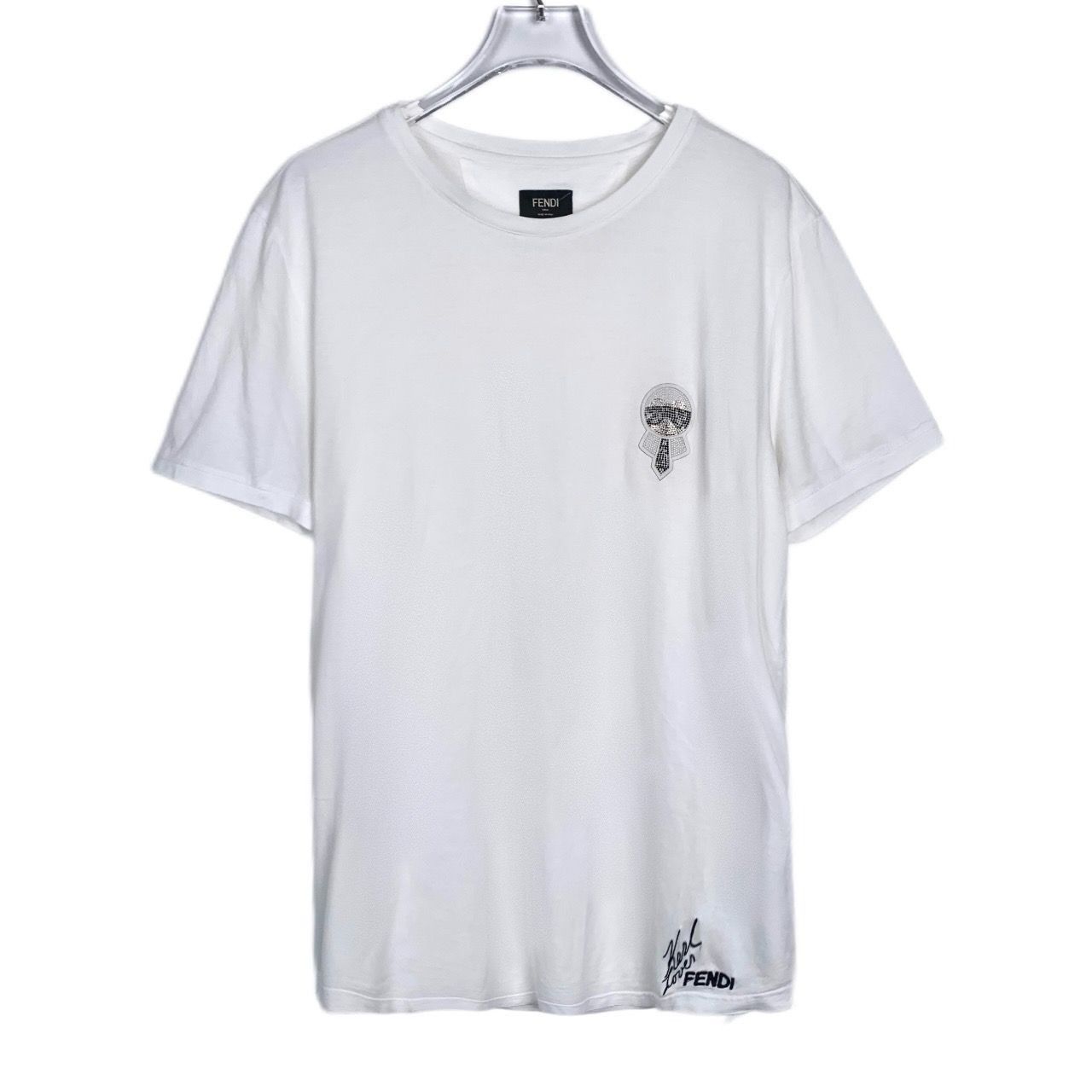 Fendi Fendi White T-Shirt With Embroidered Karl Lagerfeld & Logo G Size US L / EU 52-54 / 3 - 1 Thumbnail