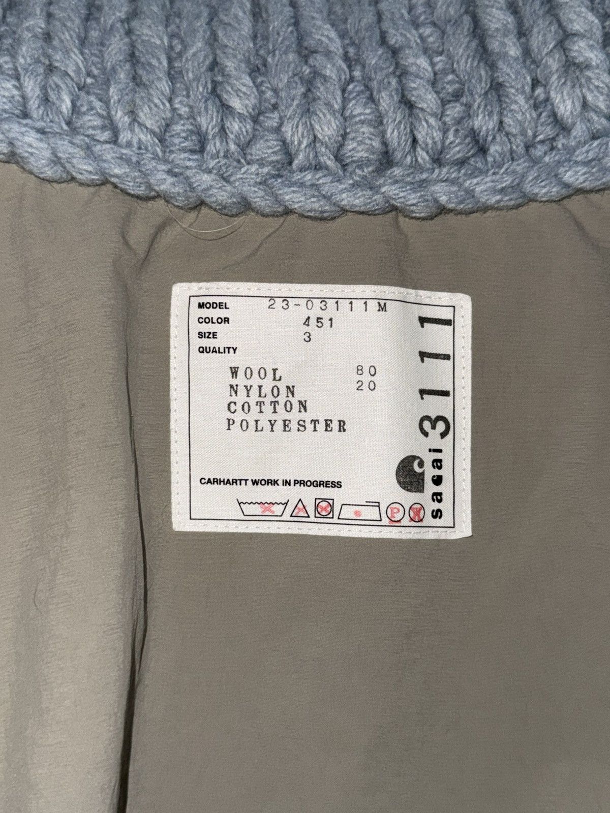 Carhartt Wip × Sacai Sacai X Carhartt WIP Knit Jacket Michigan Size US L / EU 52-54 / 3 - 3 Thumbnail
