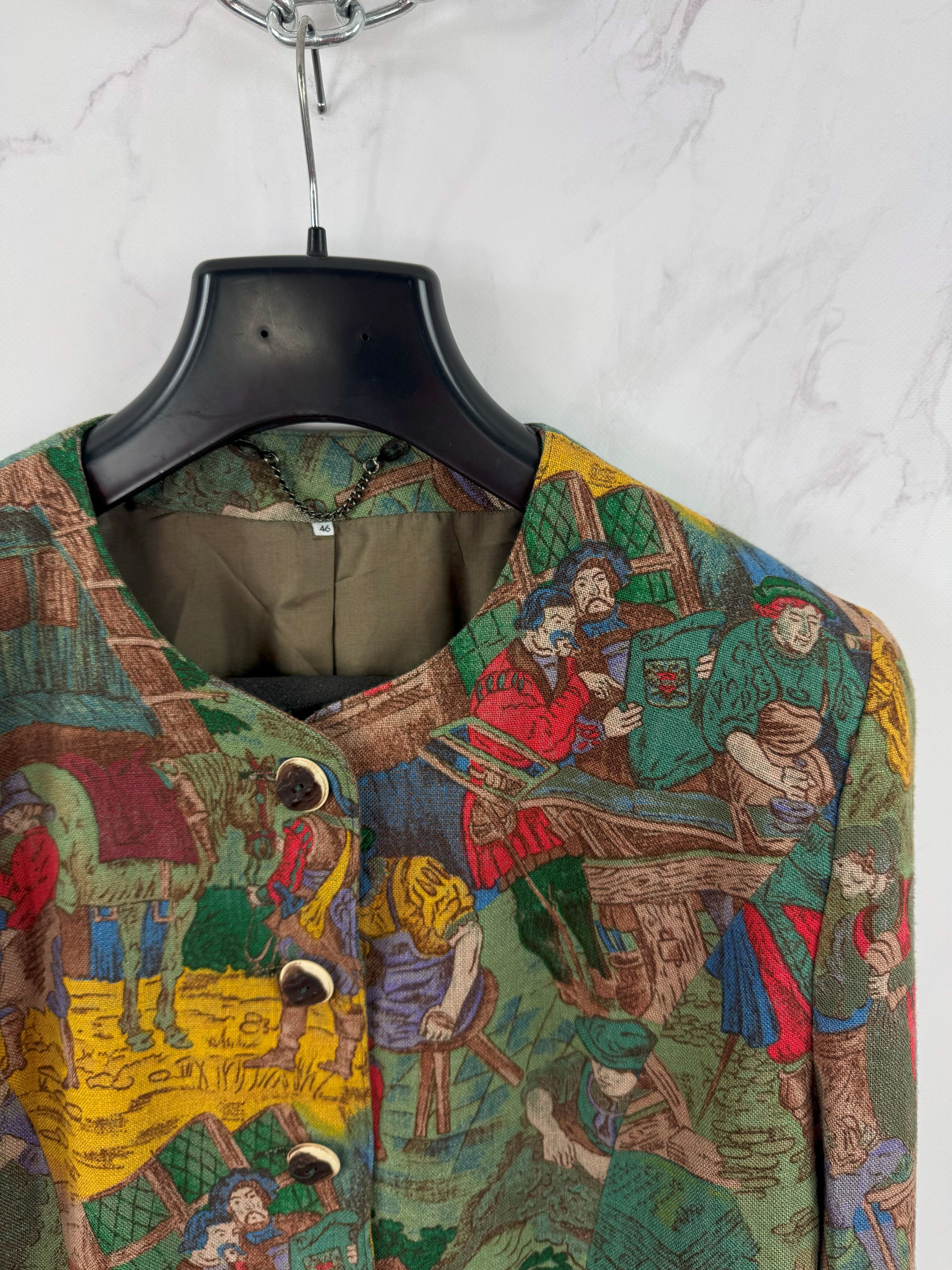 Vintage Vintage Cropped Blazer With Medieval Historical Pattern Size L / US 10 / IT 46 - 5 Thumbnail