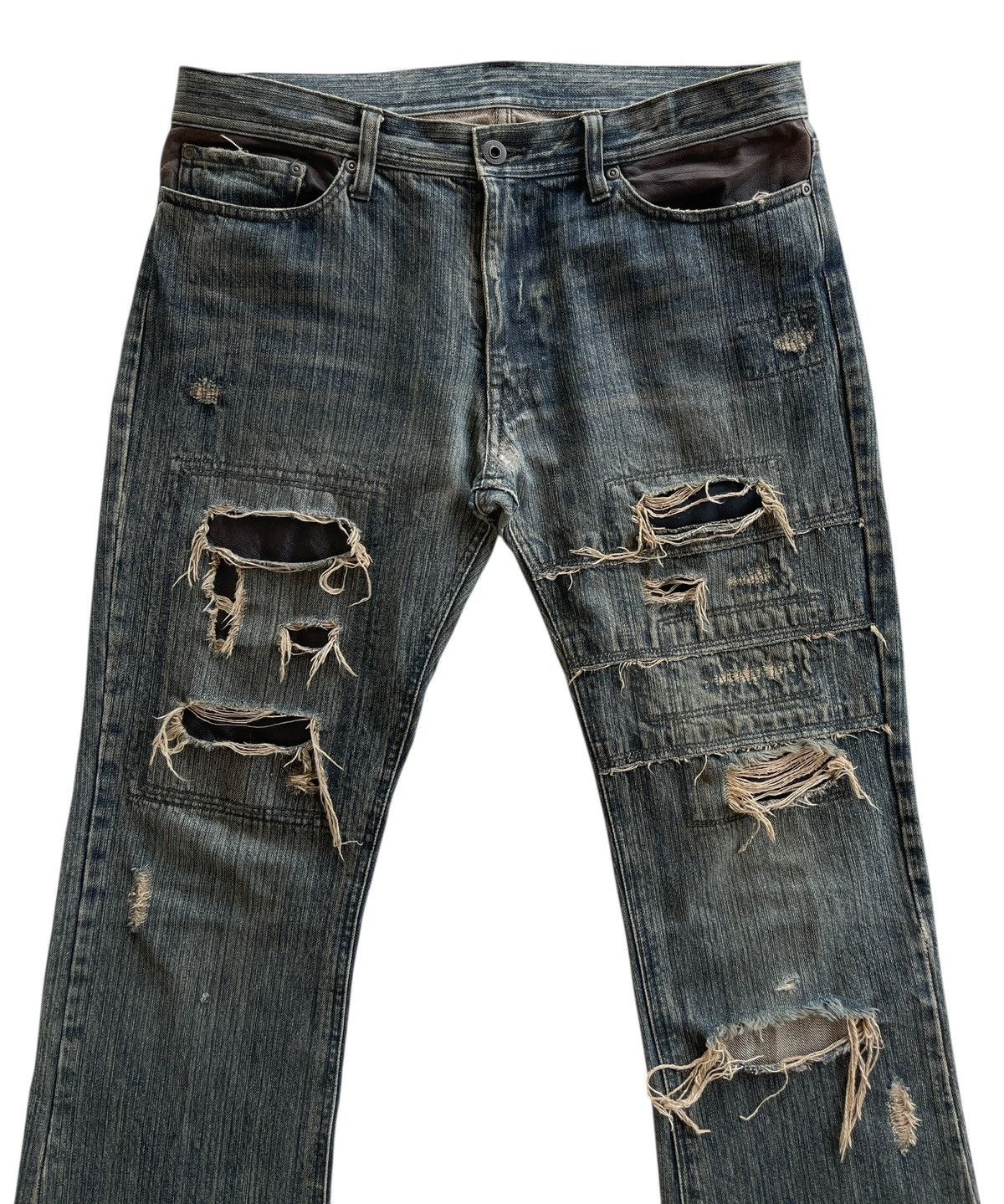 Japanese Brand Crazy Distressed Patchwork Flare Denim Size US 34 / EU 50 - 3 Thumbnail