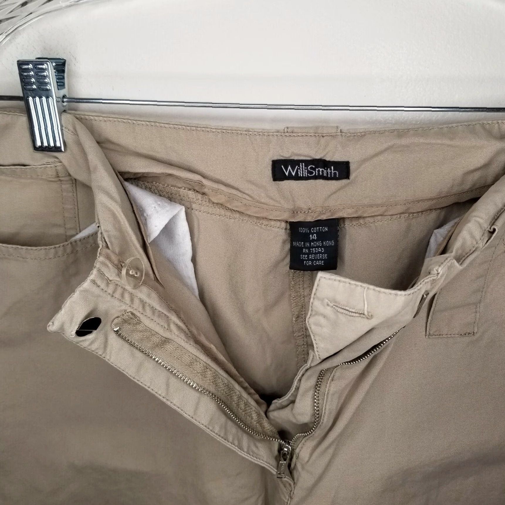 Willi Smith Womens Chino Pants Beige Size 14 Willi Smith Khaki Womens Size 36" / US 14 / IT 50 - 3 Thumbnail
