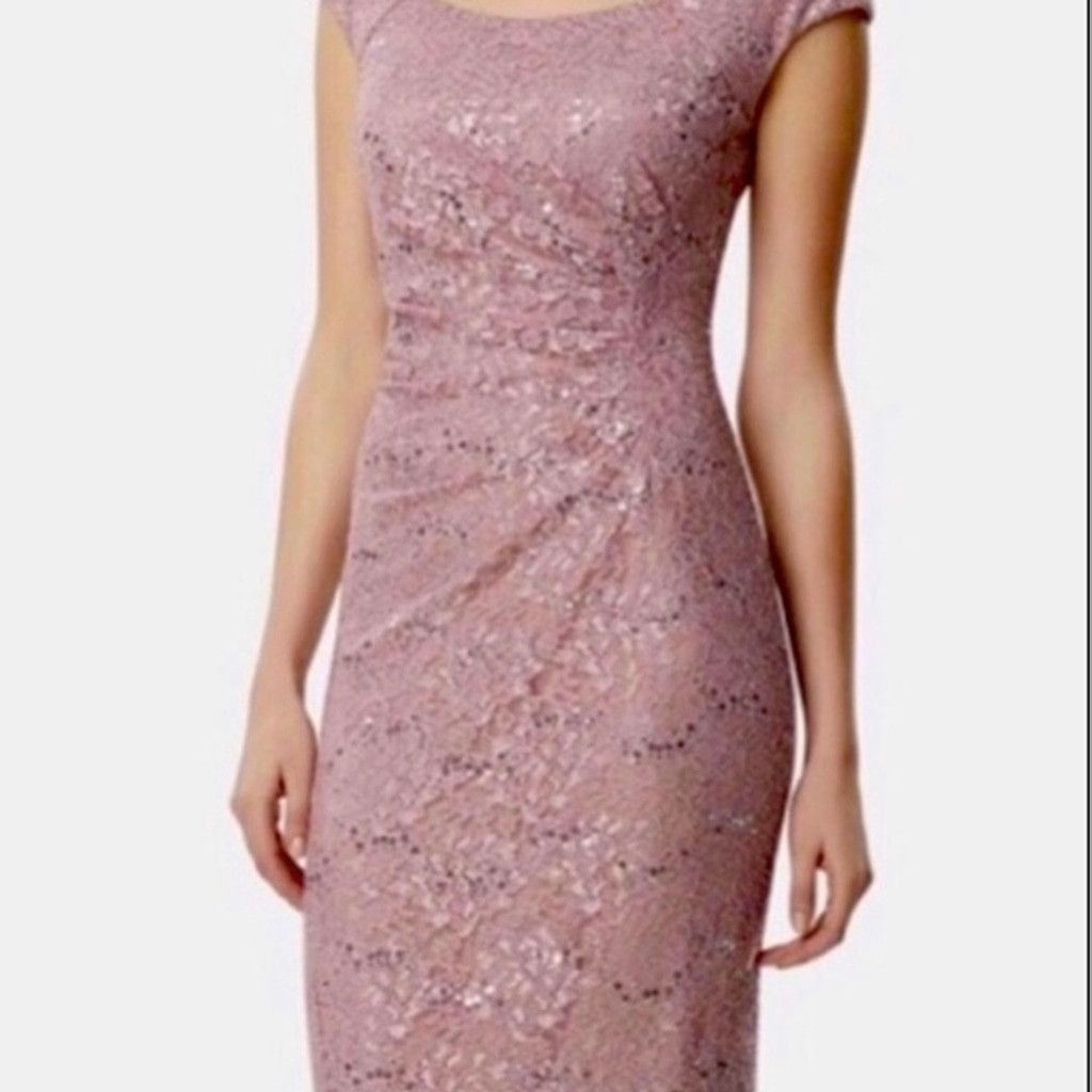 Vintage Tahari Arthur S. Levine Maxi Sequin Gown Floral Lace Pink 6 Size M / US 6-8 / IT 42-44 - 4 Thumbnail