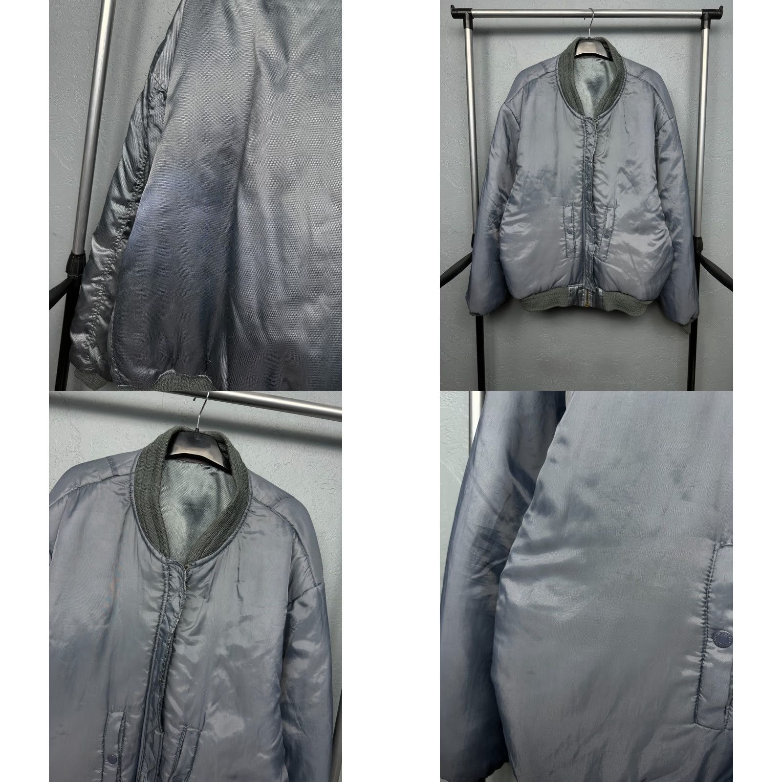 Vintage Mil-Tec Vintage MA1 Pilot Air Force Nylon Bomber Jacket XXL Mens Silver Navy/polymide Silk? Size US XXL / EU 58 / 5 - 8 Thumbnail