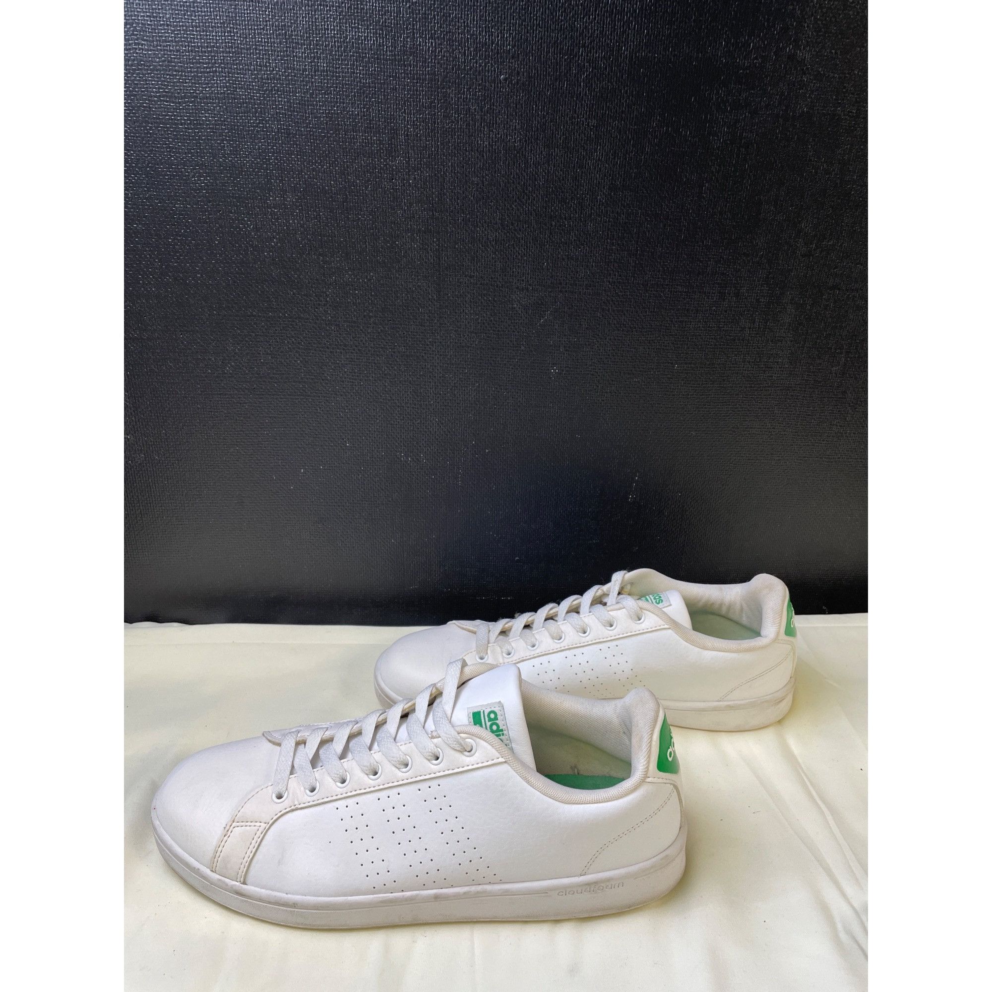 Adidas Adidas Neo Cloudfoam Men's Leather All White Sneakers / Shoe Size US 12 / EU 45 - 4 Thumbnail