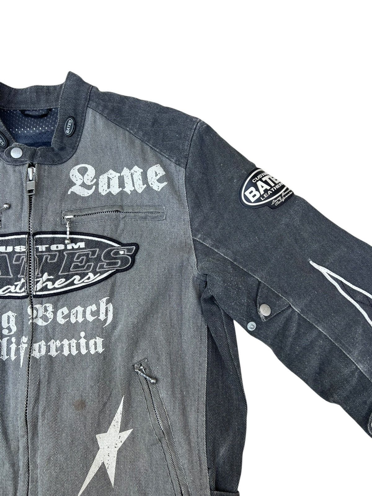 Kadoya Vintage Y2K BATES Distressed Faded Denim Moto Jacket Size US L / EU 52-54 / 3 - 10 Thumbnail