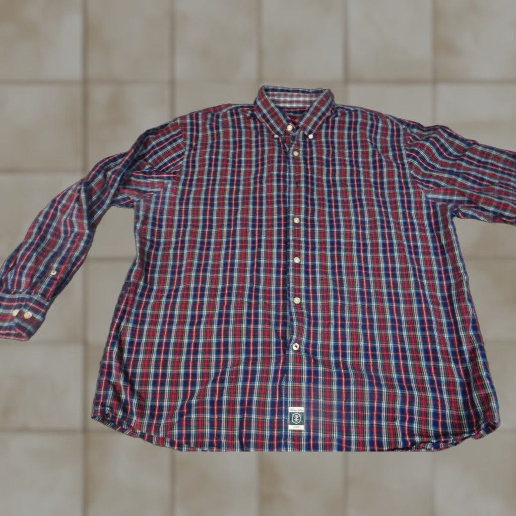 Izod Izod Mens Shirt XL Red Plaid Button-Down Long Sleeve Collar Classic Buttons Knit Breathable Casual Regular Size US XL / EU 56 / 4 - 1 Thumbnail