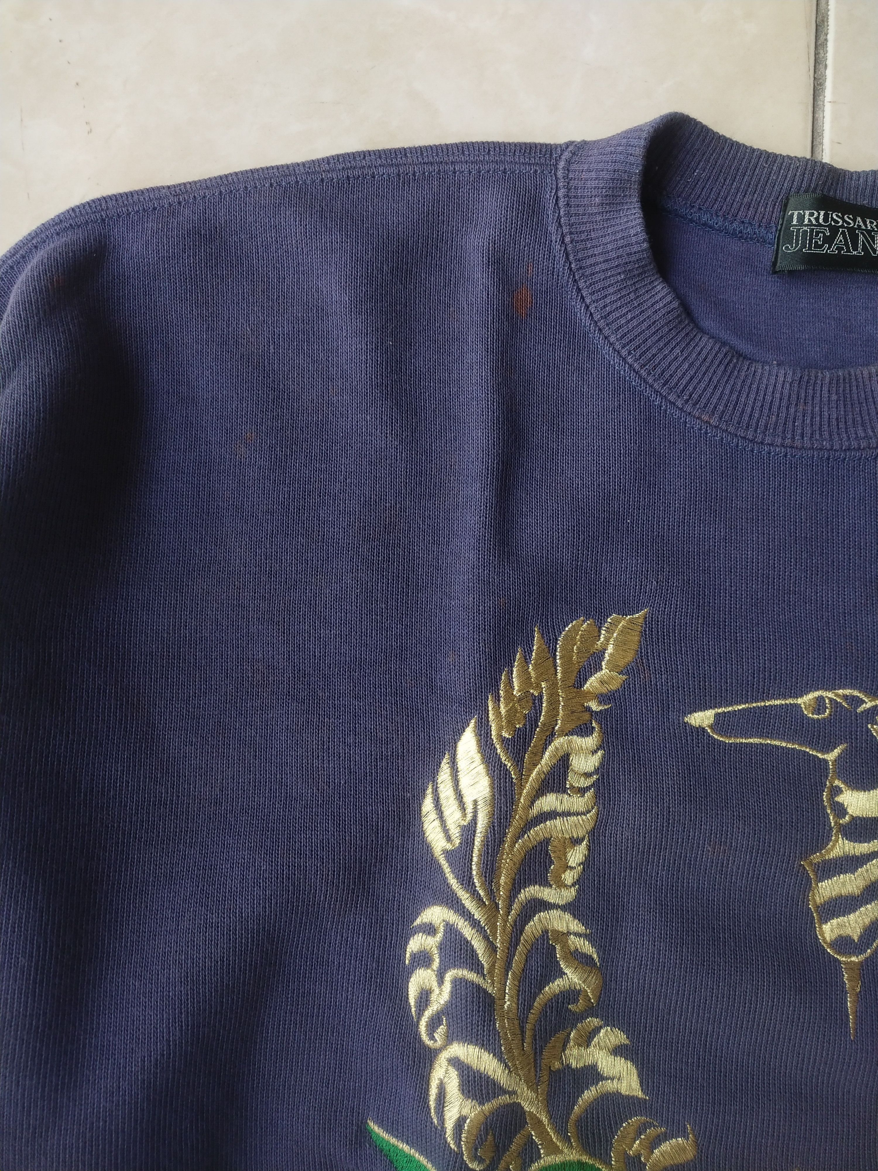 Trussardi 90s Trussardi Jeans Big Spellout Embroidered Logo Sweatshirt Size US L / EU 52-54 / 3 - 3 Thumbnail