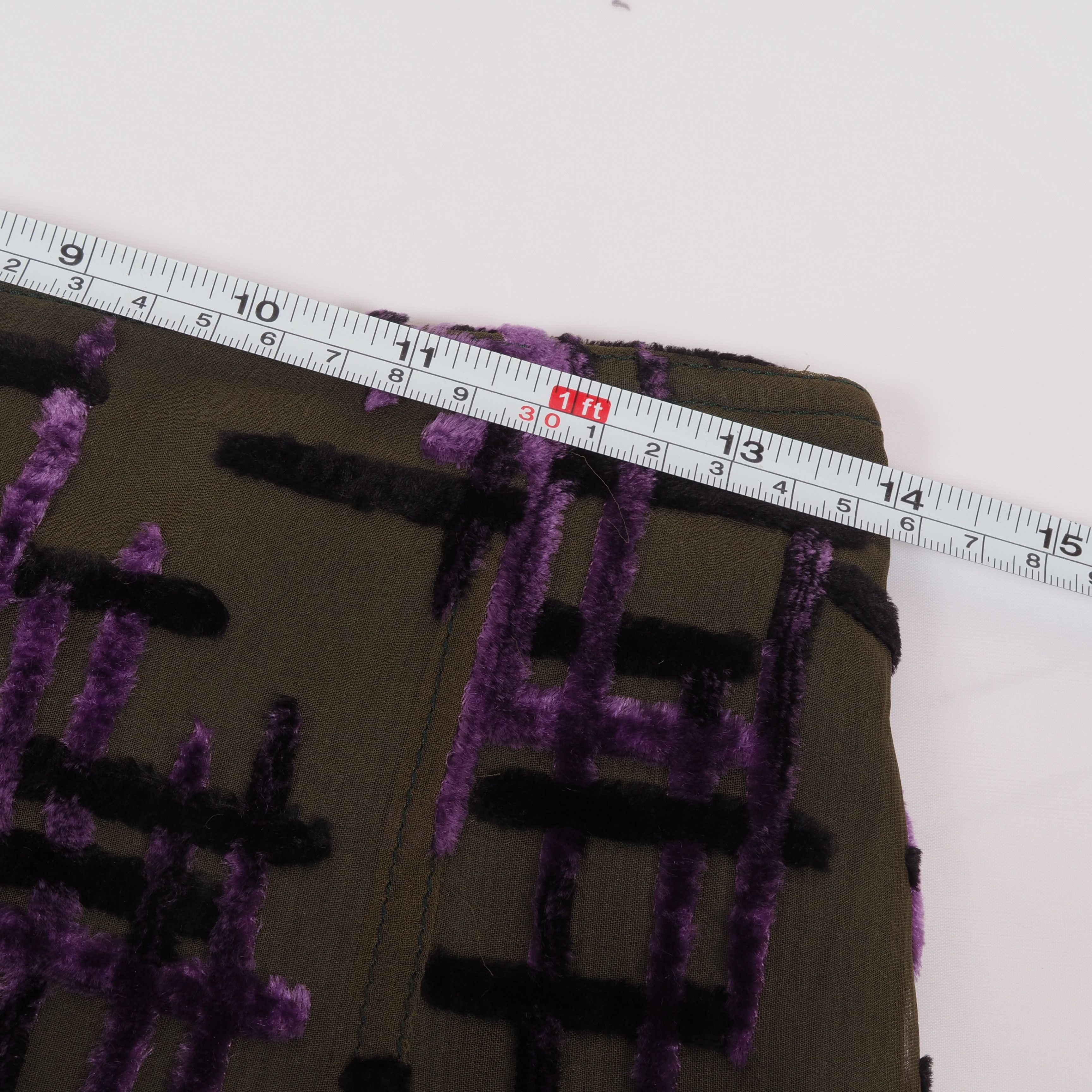 Prada Prada 90s Archive Runway Olive Velvet Pattern Skirt Size 28" / US 6 / IT 42 - 9 Thumbnail