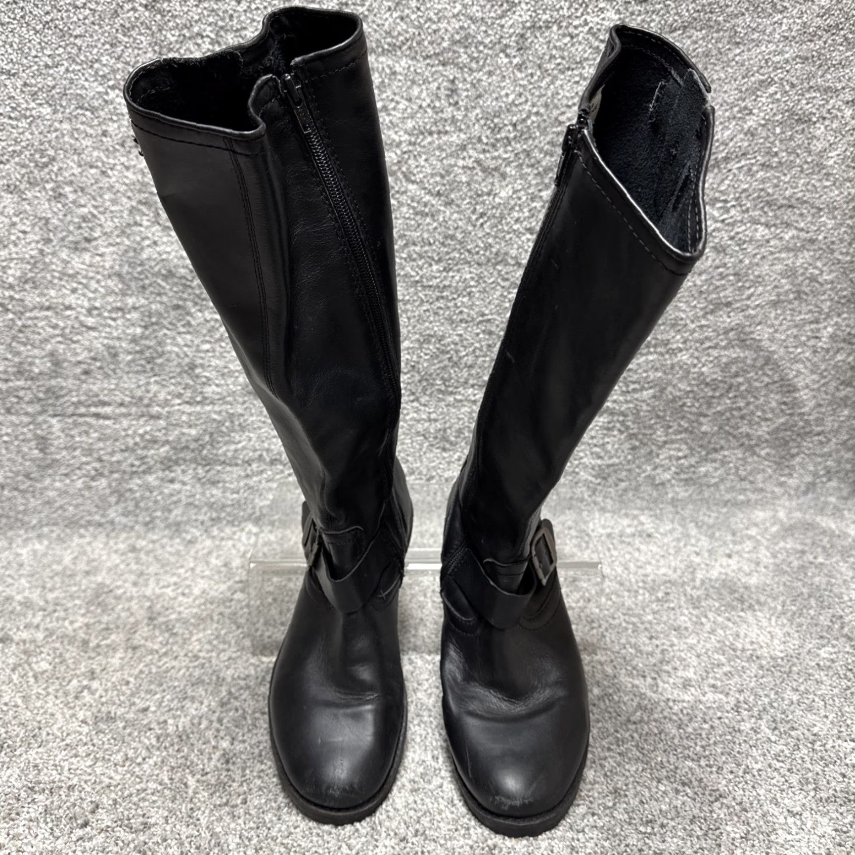 Vintage CIVICO Boots Womens 8.5 Leather Riding Boots Biker Gothic Dark Academia Mob Wife Mid-Calf Zip Black Leather M Women Gear Street Wear? Size US 9 / IT 39 - 4 Thumbnail