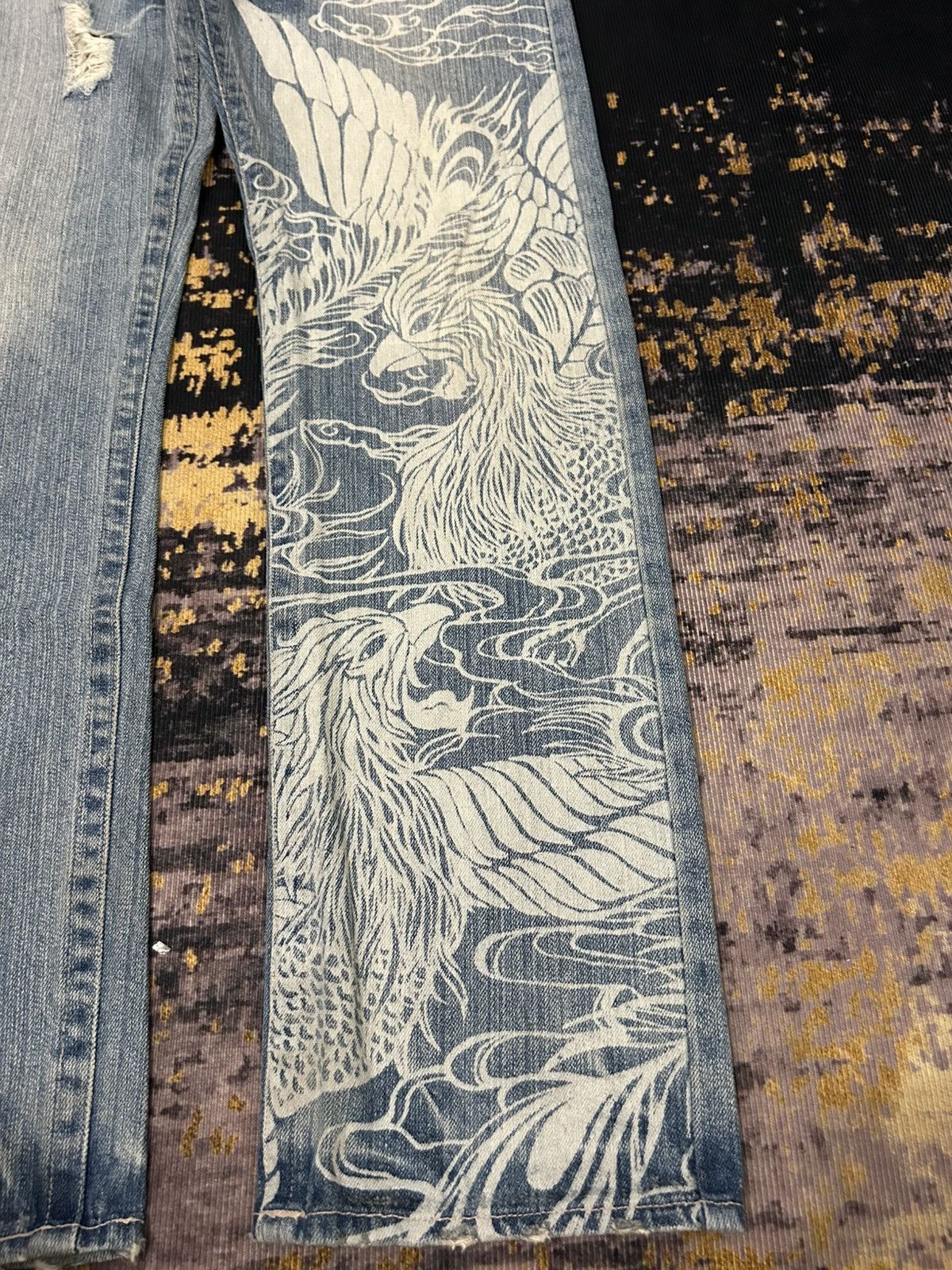Karakuri Tamashii Vintage Buden Phoenix Sukajan Distressed Jeans Size US 31 - 4 Thumbnail