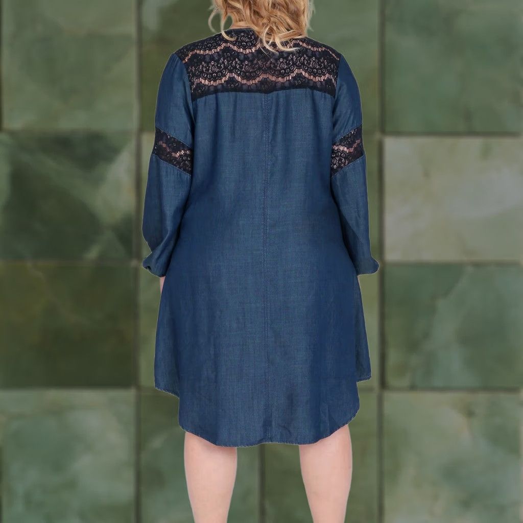 denim dress with lace undershirt Reiss Tia Lace Up Denim Shirt Dress in Chocolate