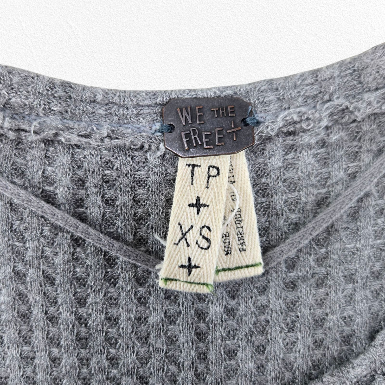 Free People We The Free Gray Waffle Knit Easy Does It Tee Size XS Size XS / US 0-2 / IT 36-38 - 4 Thumbnail
