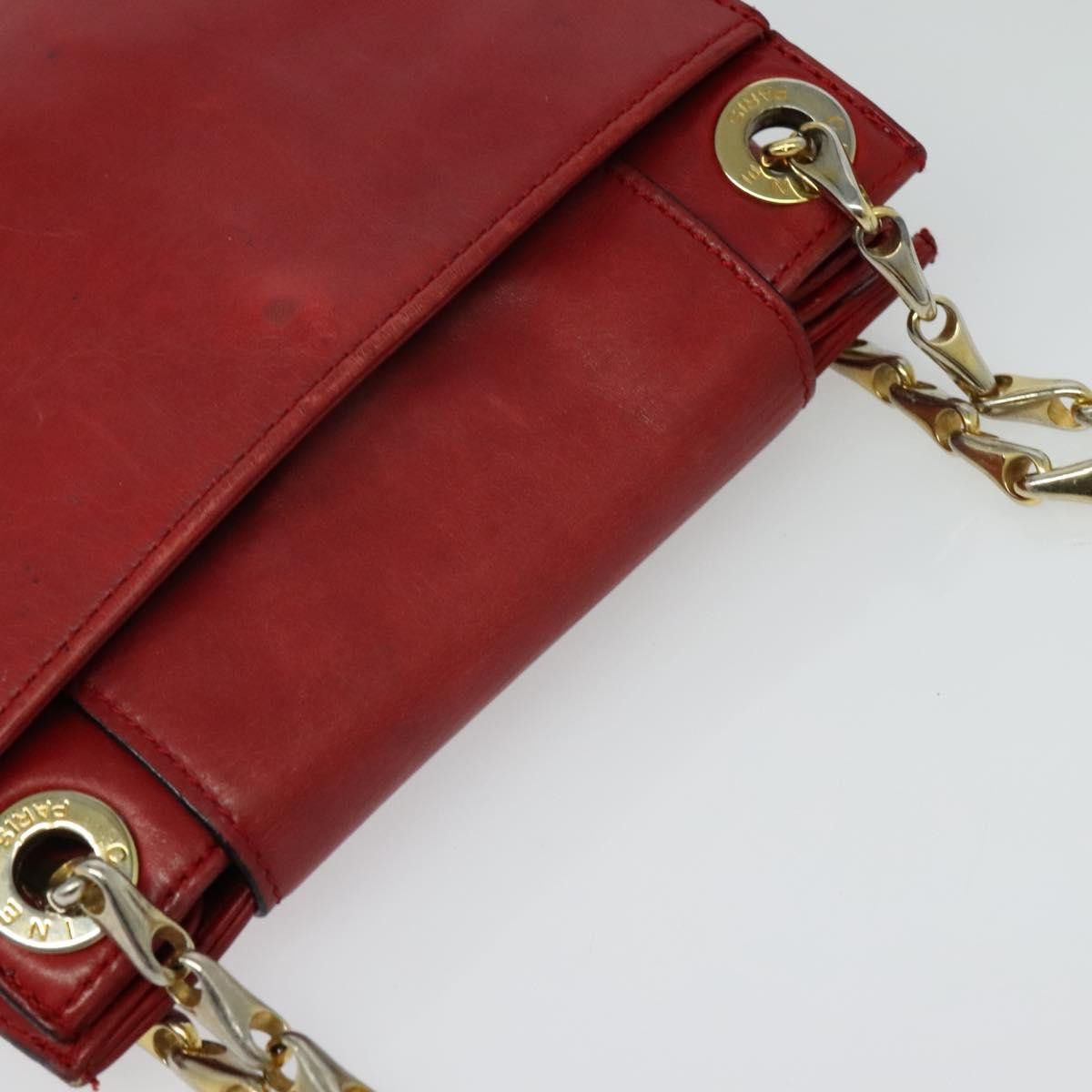 Celine CELINE Chain Shoulder Bag Leather Red Gold Size ONE SIZE - 6 Thumbnail