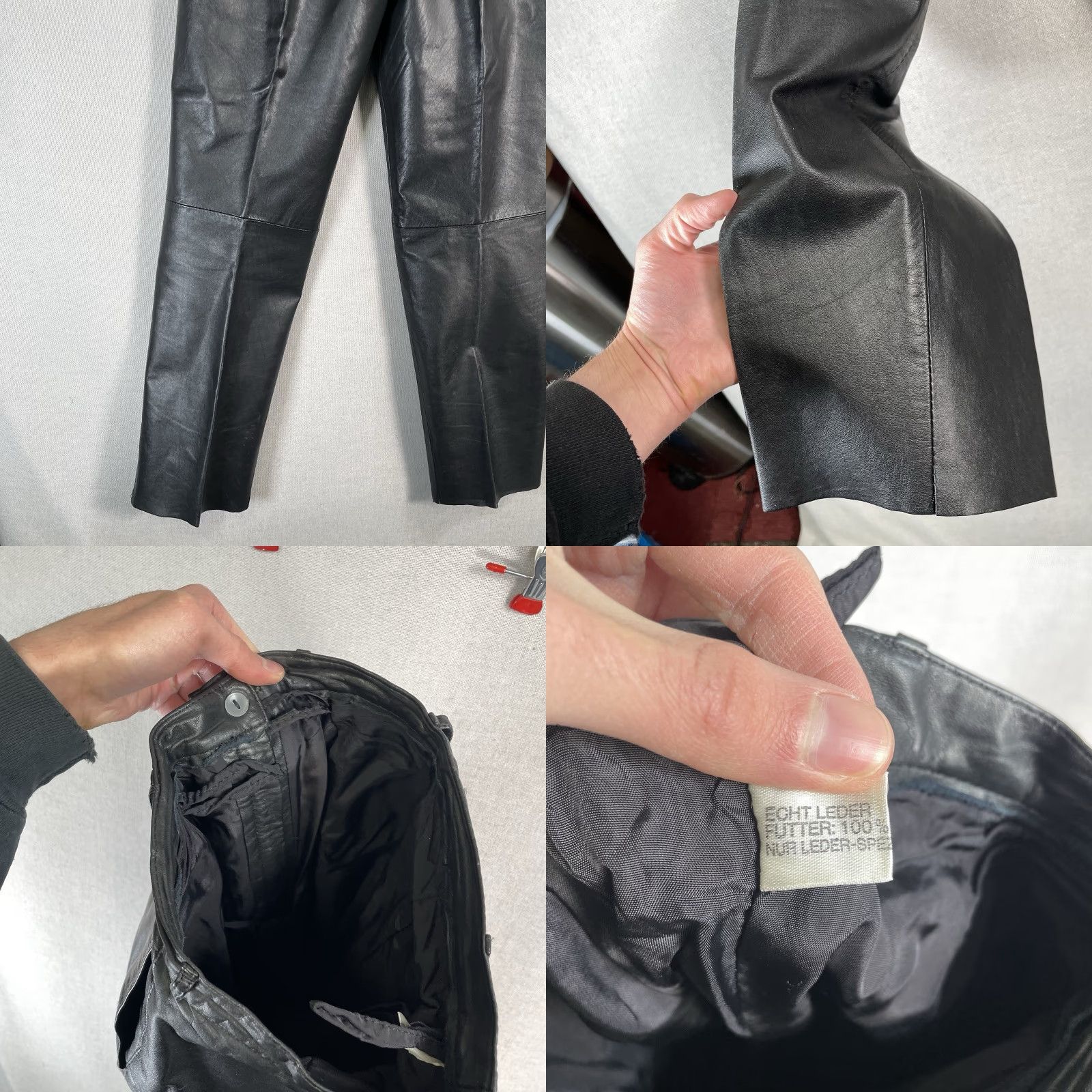 Vintage VINTAGE Leather Pants Womens 23x28 Black Germany Trousers Pleated 80s 90s Pants Women Leather Black 90s Germany Pleated Tapered 23x28 Mens Womens? Size 40" / US 18 - 8 Thumbnail
