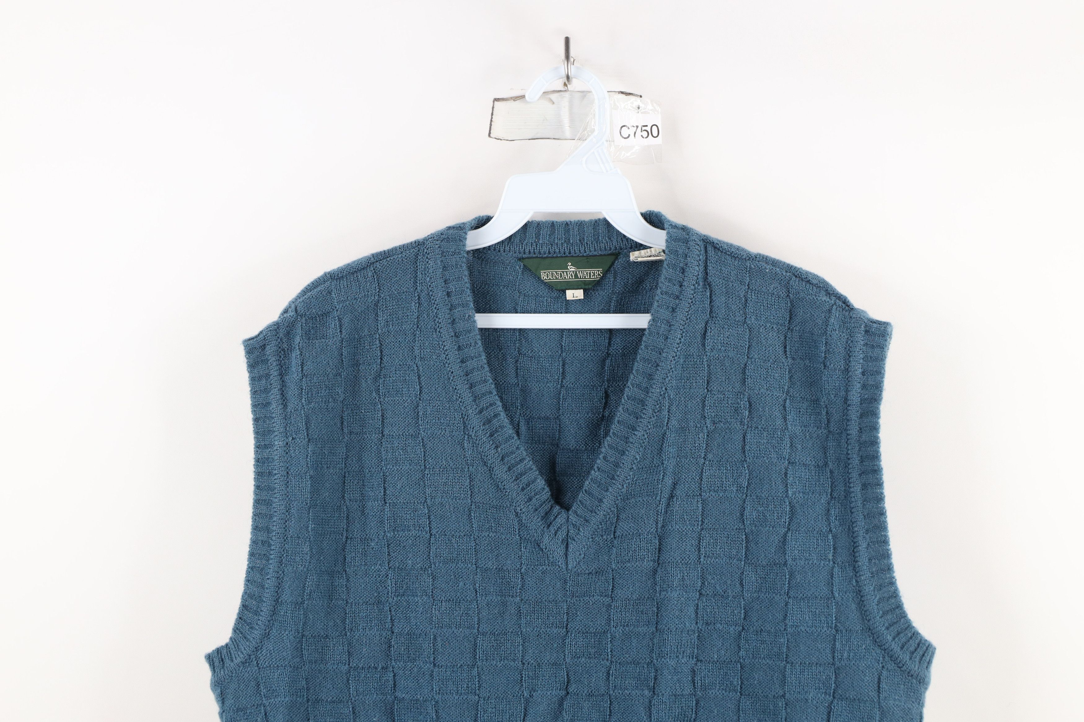 Vintage Vintage 90s Streetwear Knit V-Neck Sweater Vest Blue Size L / US 10 / IT 46 - 2 Thumbnail