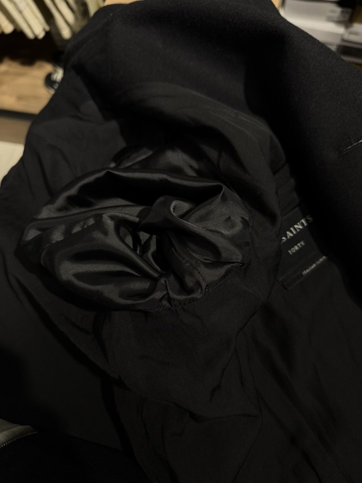 Allsaints AllSaints Felix Double Breasted Lamb Leather Trim Peacoat Size US L / EU 52-54 / 3 - 18 Thumbnail