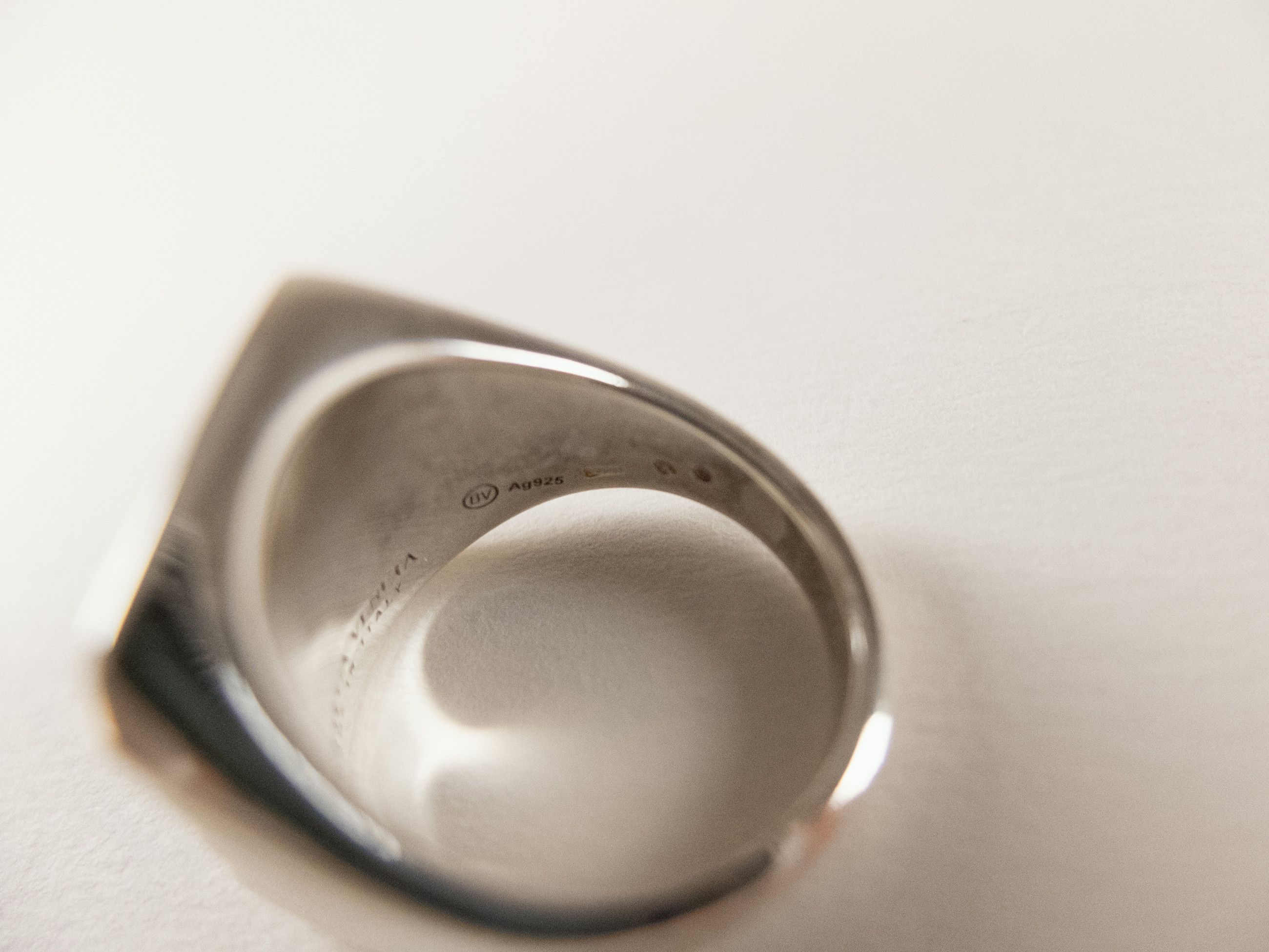 Bottega Veneta BOTTEGA VENETA blue enamel & silver signet ring 9 19 q Size ONE SIZE - 7 Thumbnail