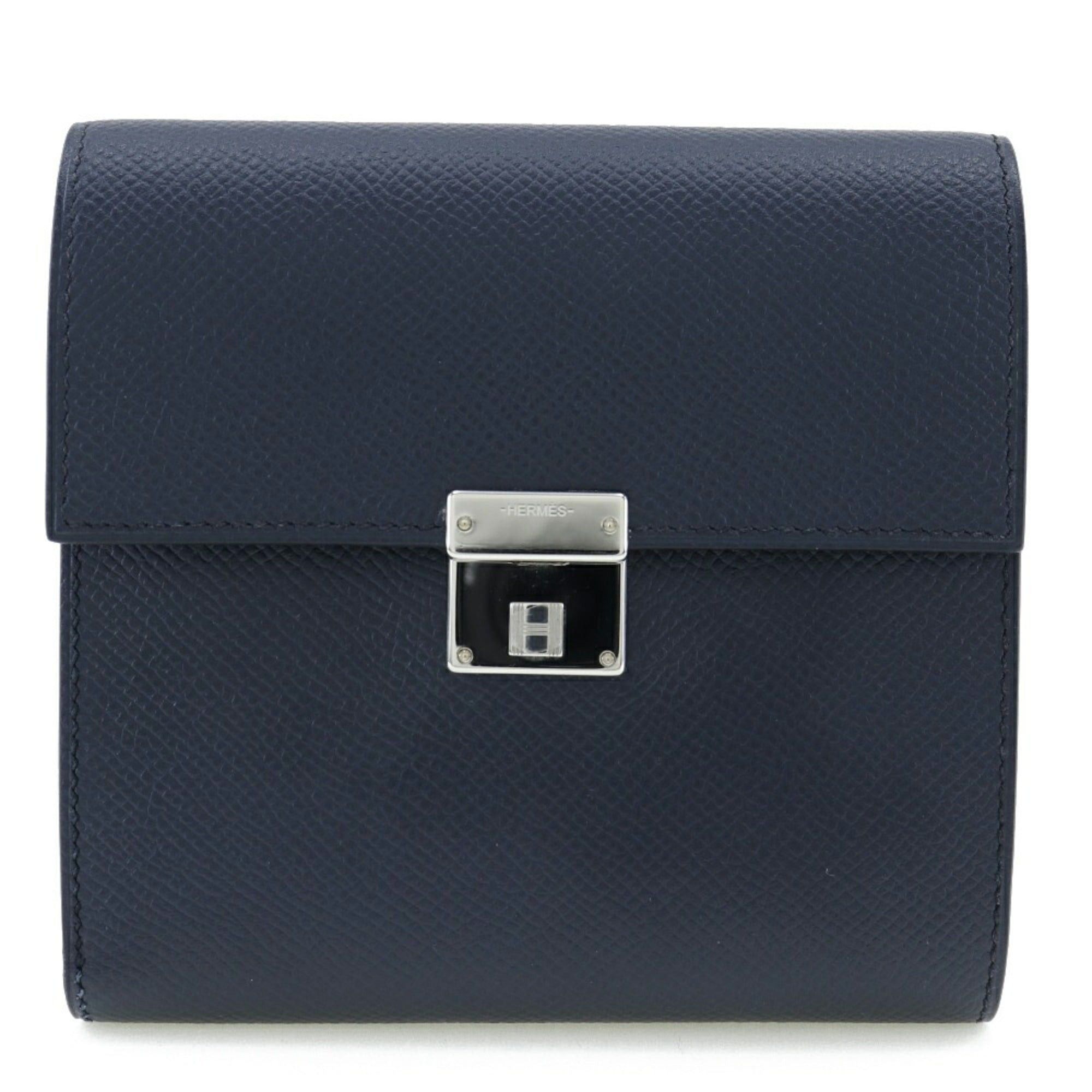 image of Hermes Click 12 Bifold Wallet Vaux Epson Made In France 2020 Black Y Flap Unisex, Women's