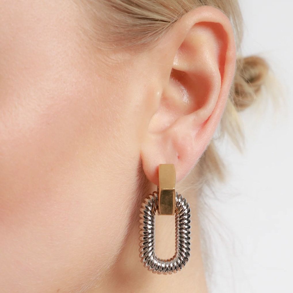 Paco Rabanne RABANNE | XL Link Bolt Screw Drop Oval Drop Earrings Size ONE SIZE - 2 Thumbnail