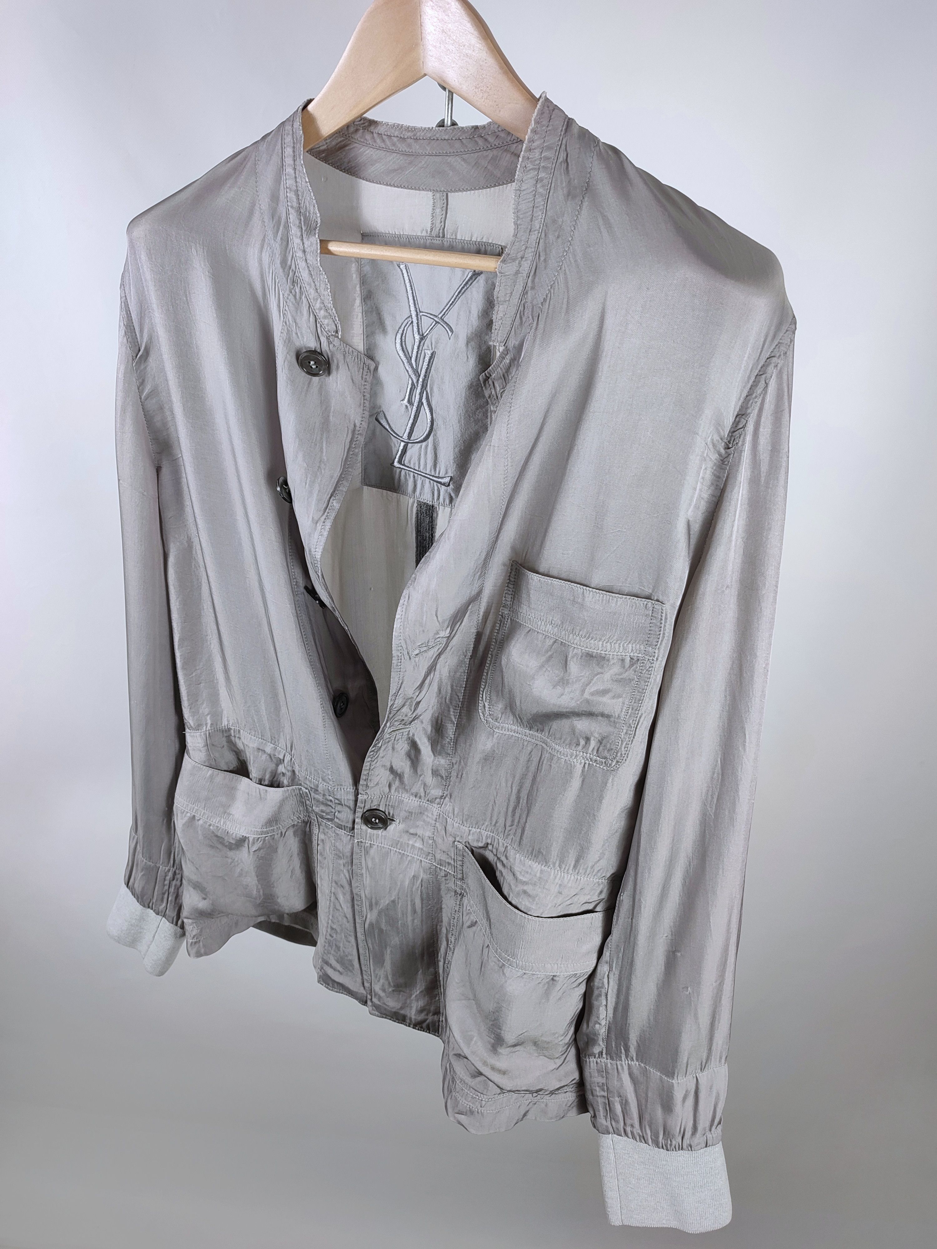 image of Saint Laurent Paris x YVES Saint Laurent 2007 YSL Silk Blazer in Grey, Men's (Size Large)