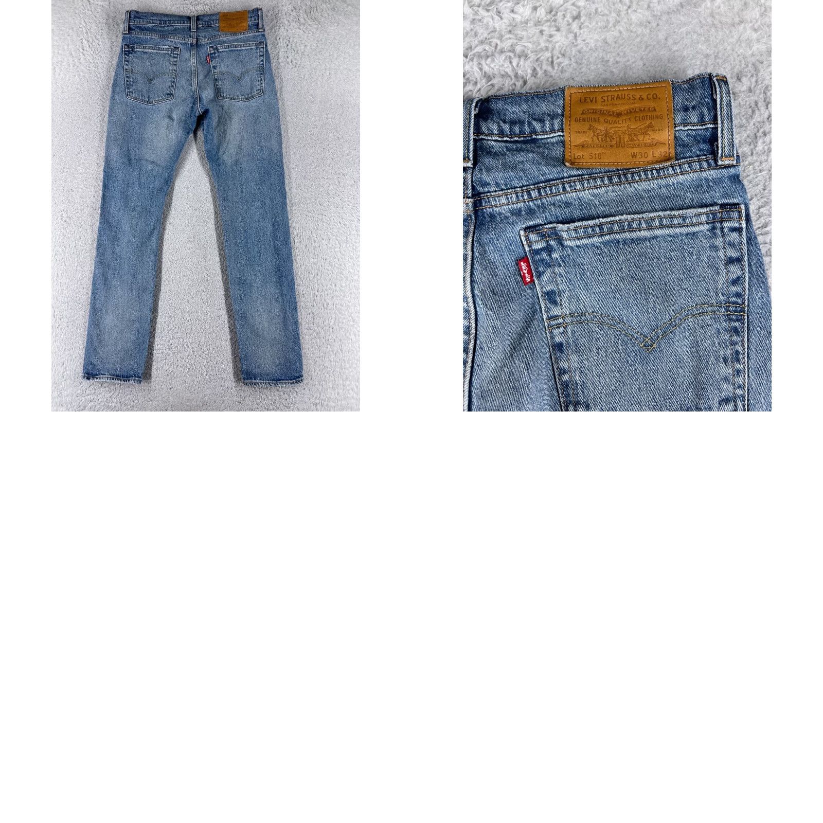 Levi's Levis Jeans Mens 510 Skinny Regular 30x28 Blue Mid Wash Denim Cotton Blend 5-Pocket Design Vintage No Size US 30 / EU 46 - 10 Thumbnail