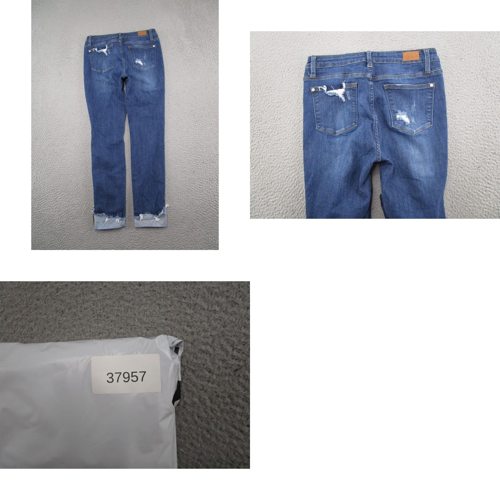 Denime Judy Blue Womens Cuffed Distressed Denim Skinny Fit Blue Jeans 9/29 Regular Size 29 Womens Jeans Blue Skinny Womens Size 29" - 9 Thumbnail