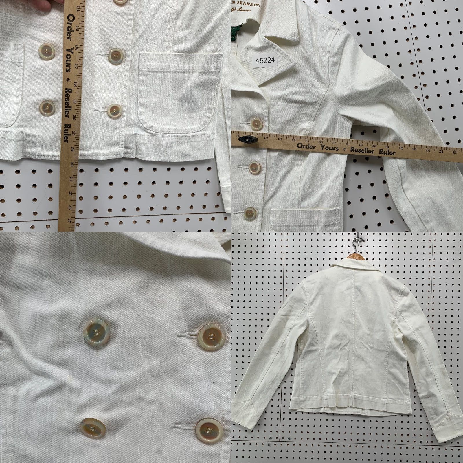 Ralph Lauren Lauren Ralph Lauren Denim Jacket Womens Medium White Double Breasted Denim Jacket Womens Medium White Double Breasted Size M / US 6-8 / IT 42-44 - 8 Thumbnail