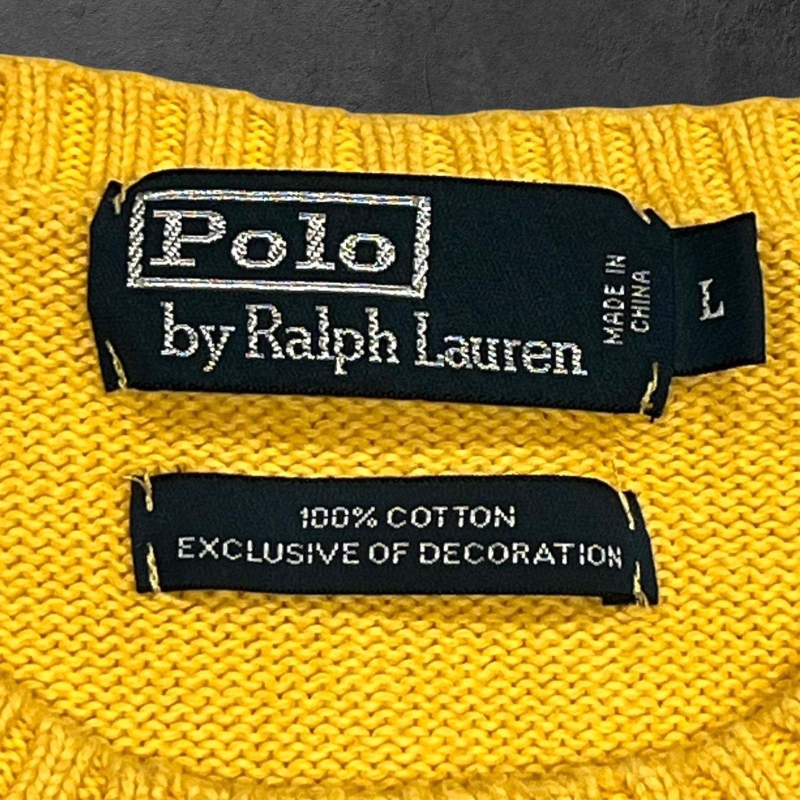 Polo Ralph Lauren Polo Ralph Lauren Yellow Knit Sweater w/ Embroidered Logo Size L / US 10 / IT 46 - 4 Thumbnail