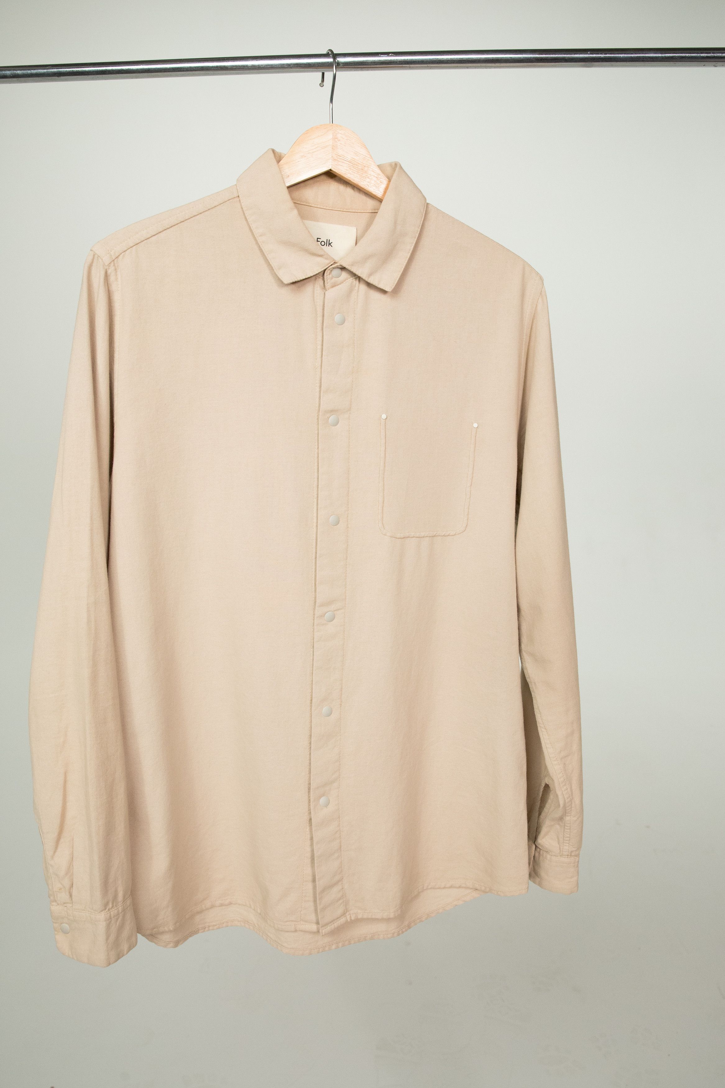 Folk Folk Flannel Pop Stud Shirt in Sand Size US S / EU 44-46 / 1 - 5 Thumbnail