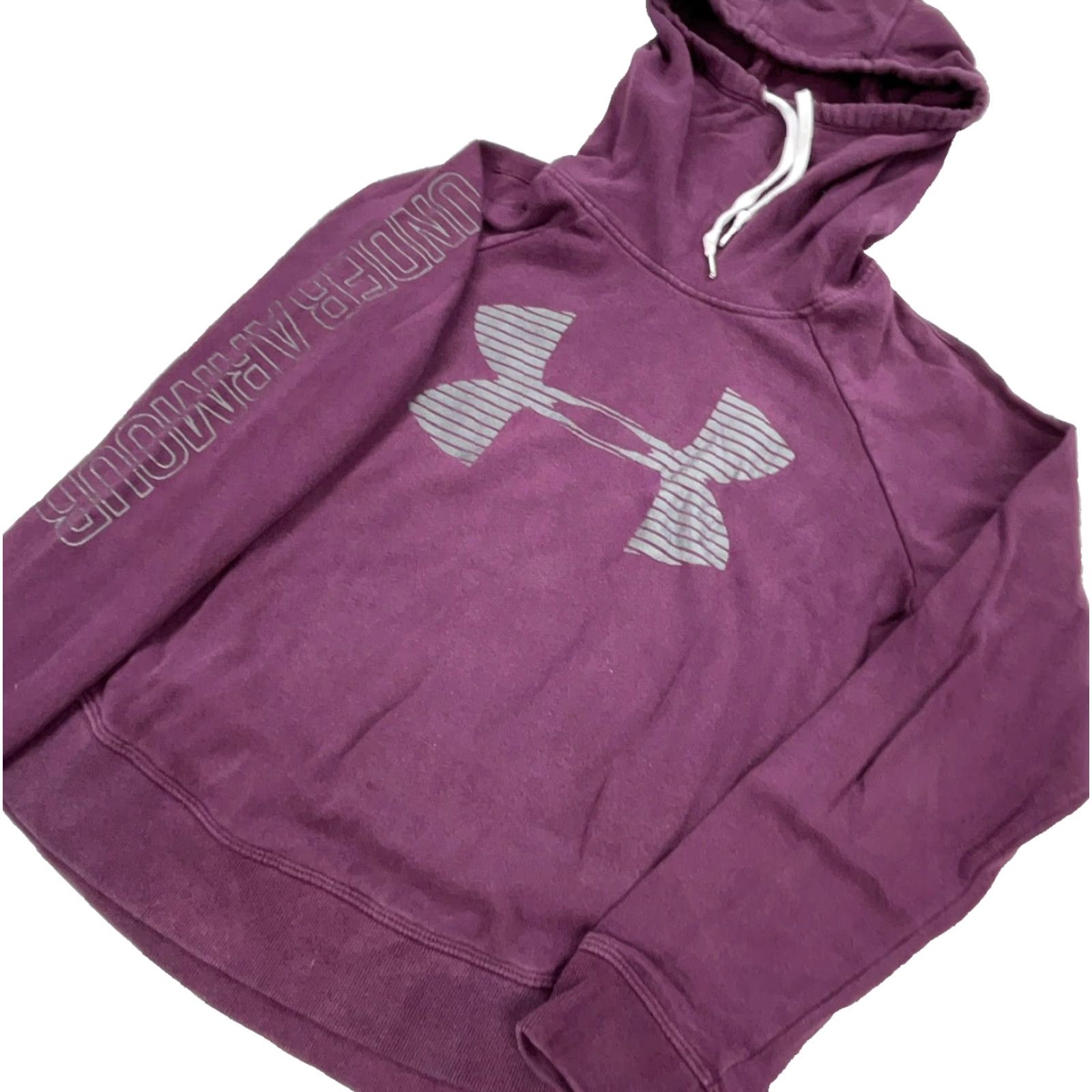 Under Armour Under Armor Hoodies Women Medium Purple Pullover Hoodie Sweatshirt Turtle Neck Fit Relaxed All Seasons Logo Pockets Long Sleeve Size M / US 6-8 / IT 42-44 - 2 Thumbnail
