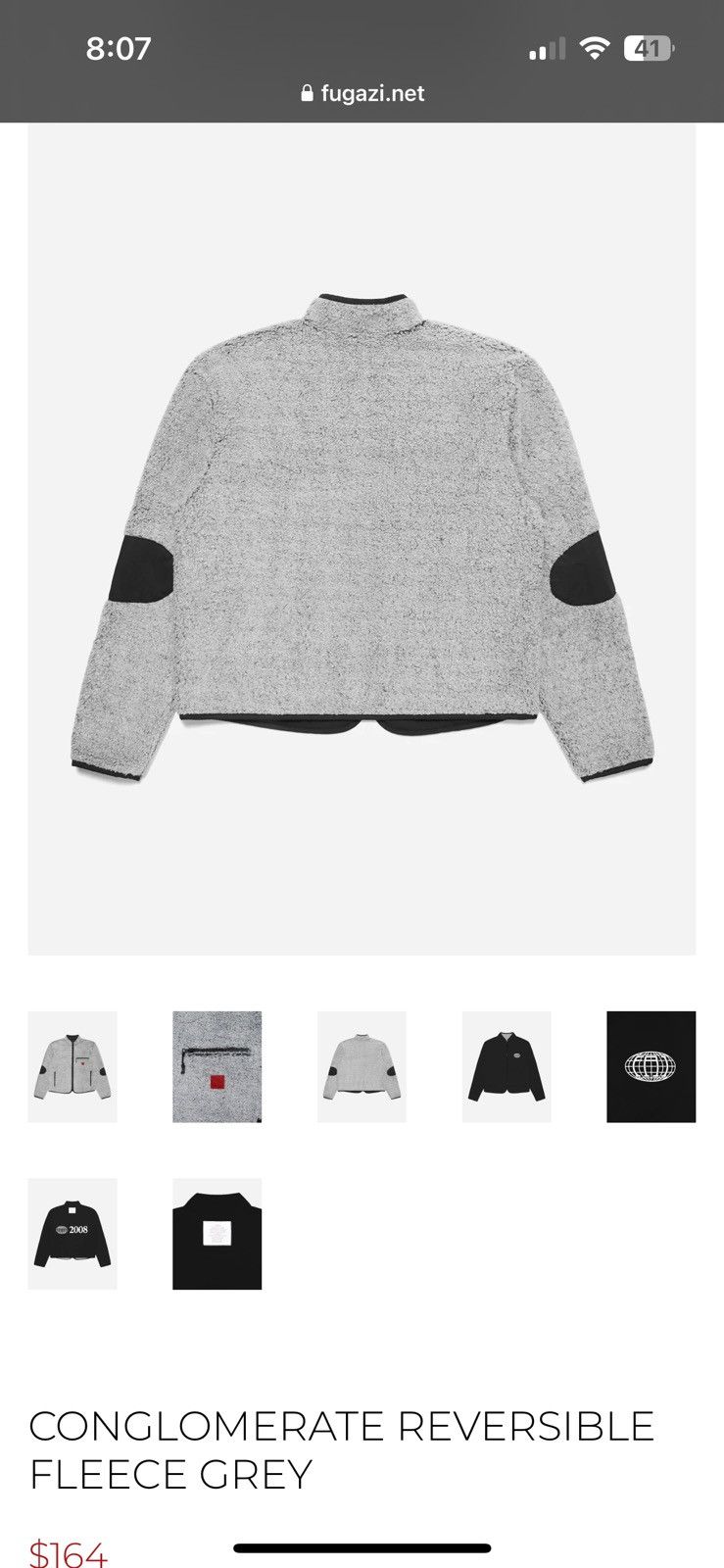 Fugazi 🔥FUGAZI🔥Conglomerate Reversible Fleece Grey Size US M / EU 48-50 / 2 - 8 Thumbnail
