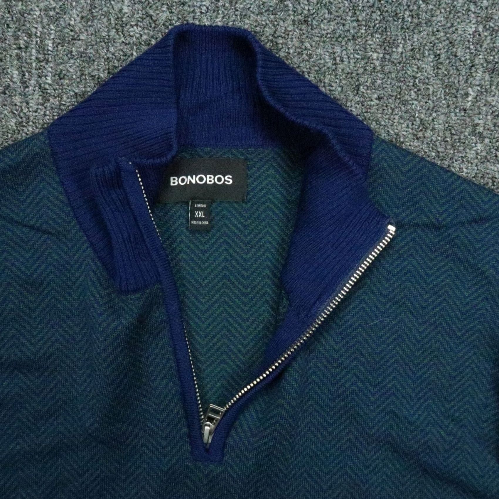 Bonobos Bonobos Sweater Mens XL Blue Merino 1/4 Zip Pullover Knit Wool Size US XL / EU 56 / 4 - 3 Thumbnail