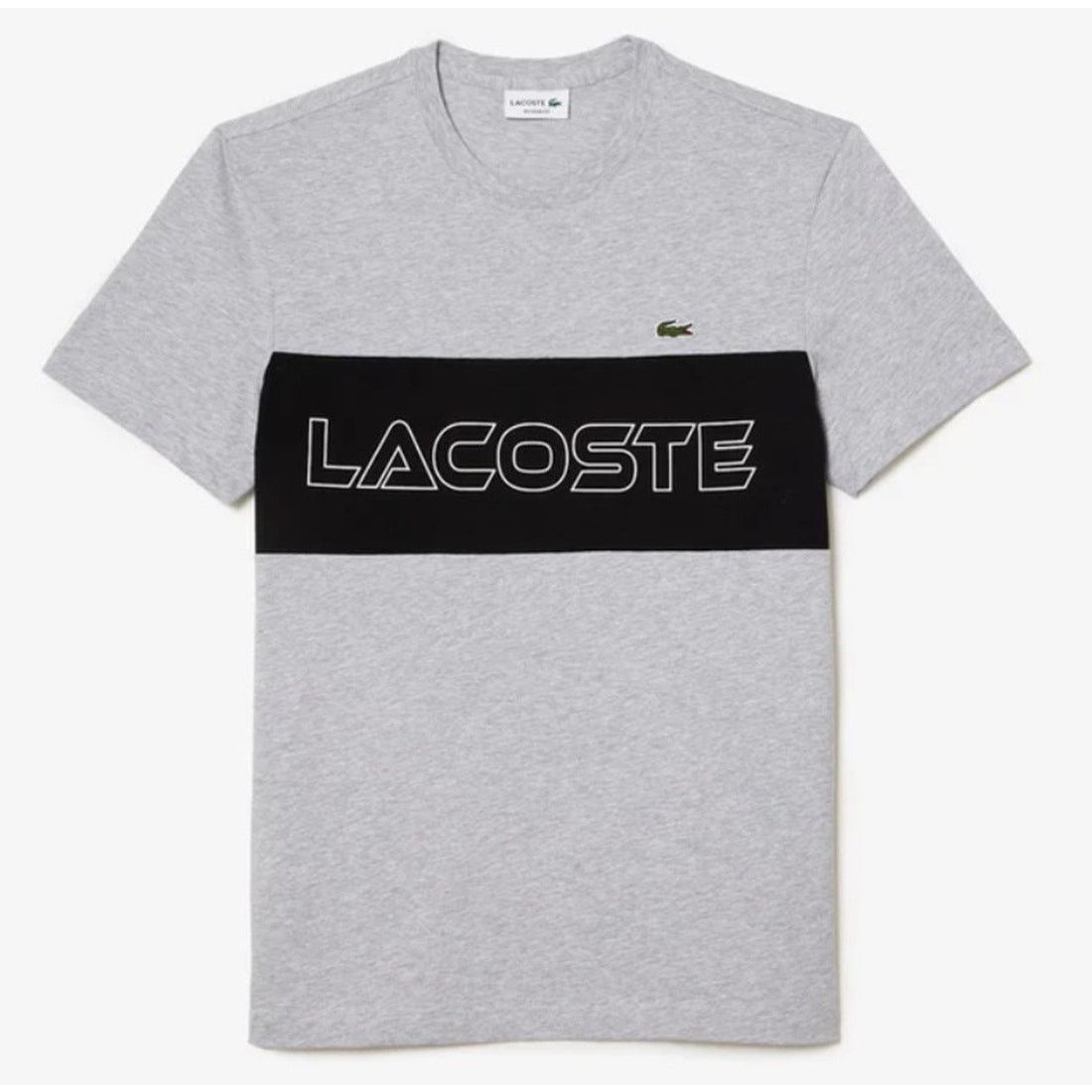 Lacoste Lacoste Men's Wording T-Shirt Argent Chine/Noir L Size US L / EU 52-54 / 3 - 3 Thumbnail