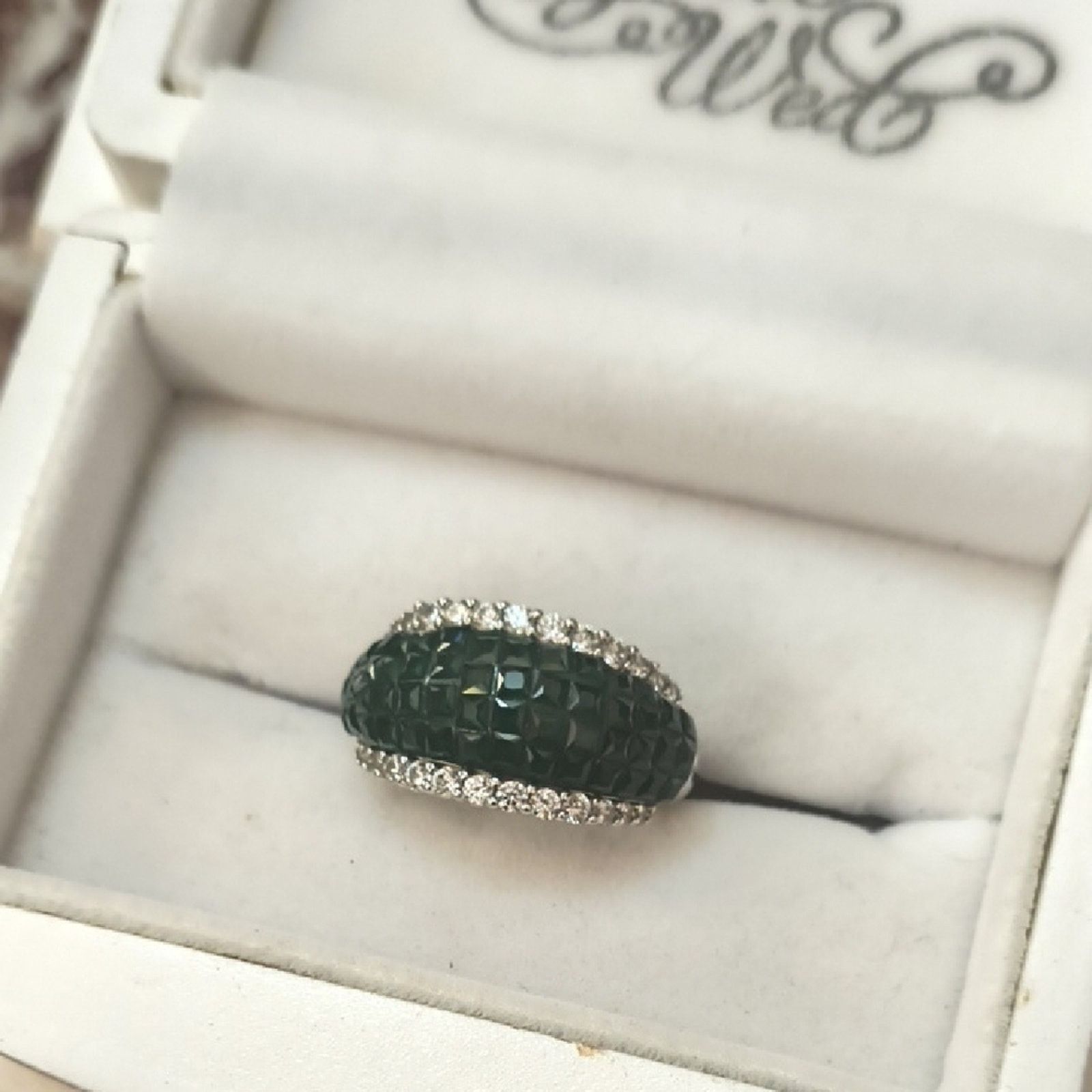 Other D'Joy Sterling Silver Green & Created Diamond Ring - Size 8 Size ONE SIZE - 2 Thumbnail