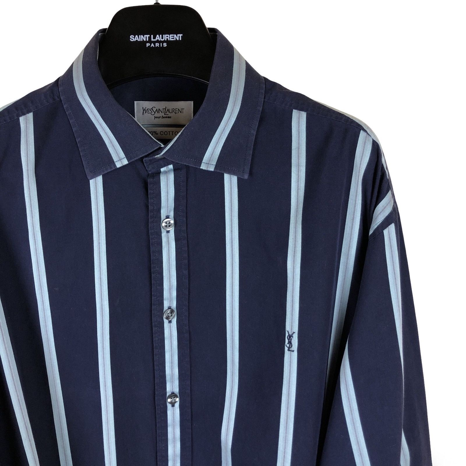 Yves Saint Laurent Vintage Yves Saint Laurent YSL Logo Striped Shirt Size US L / EU 52-54 / 3 - 2 Thumbnail