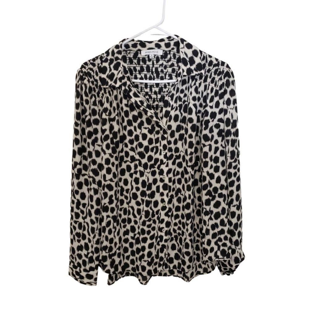 Designer CT198a Ladies Rose + Olive Animal Print Button Down Shirt M Size M / US 6-8 / IT 42-44 - 1 Thumbnail