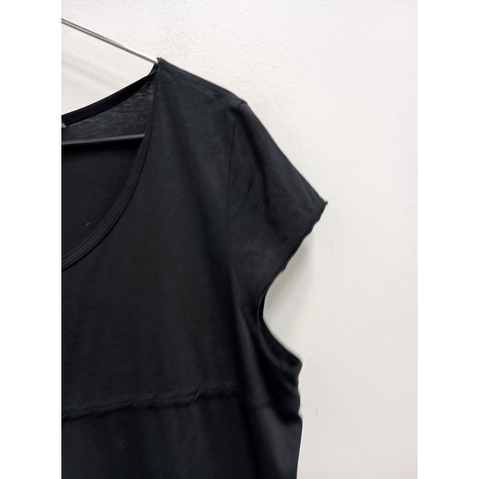 Vintage ICantoo Womens Shirt Dress Large Black Minimalist Capsule Midi Cap Sleeve Size L / US 10 / IT 46 - 3 Thumbnail