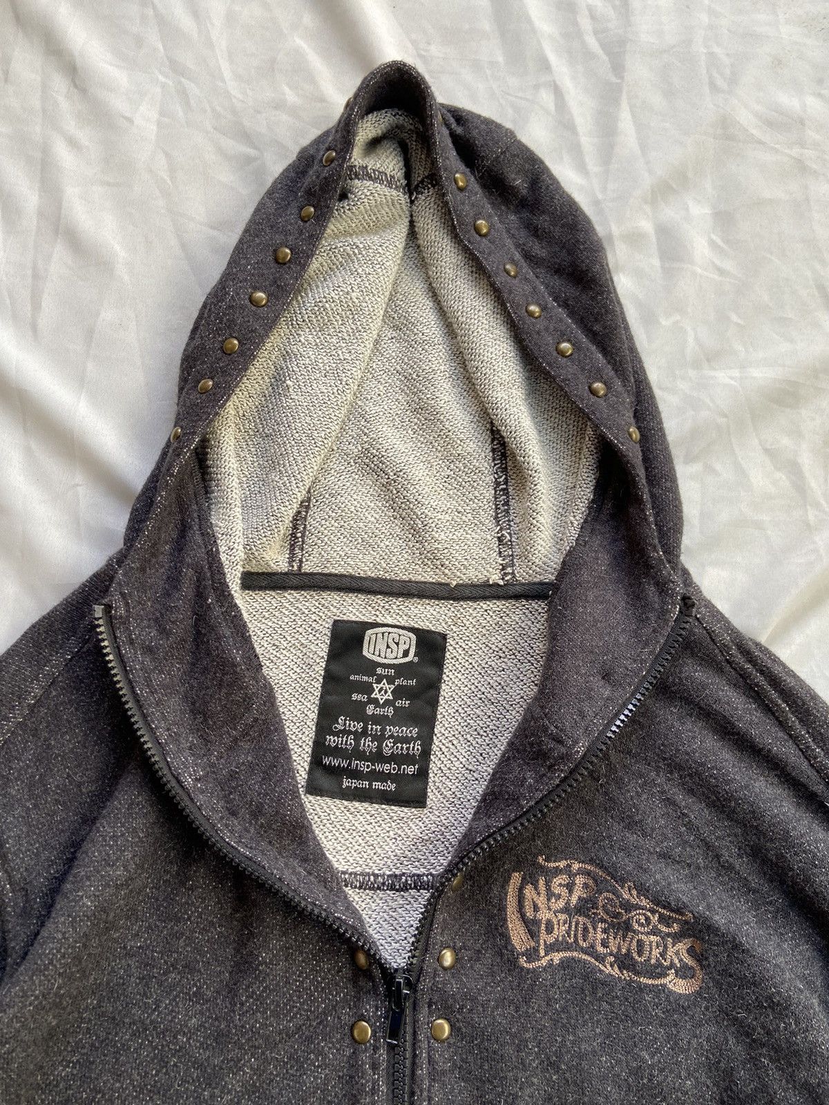 Japanese Brand INSP PUNK LIVE IN PEACE WITH THE EARTH ZIP HOODIE Size US XL / EU 56 / 4 - 9 Thumbnail