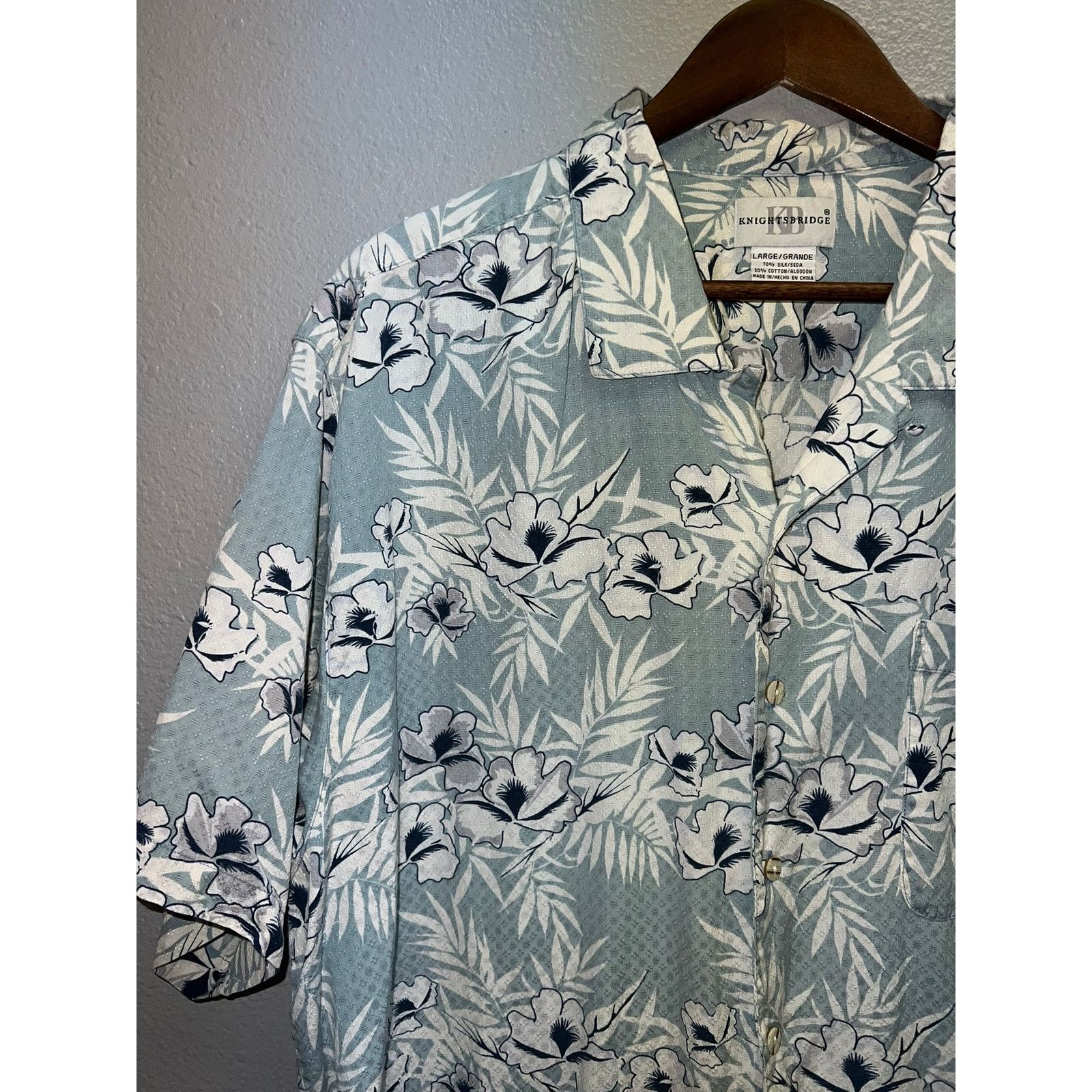 Vintage Knightsbridge Button Down Shirt Floral Green Mens Large Size US L / EU 52-54 / 3 - 3 Thumbnail