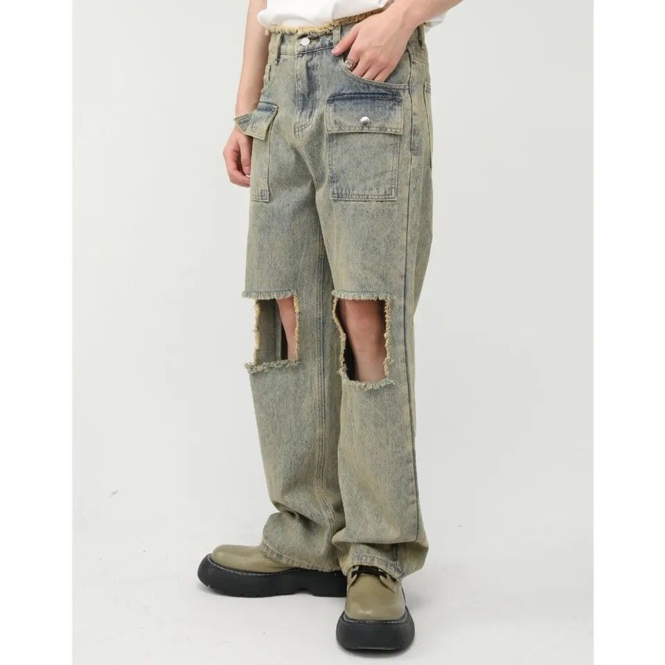 Japanese Brand Hip Hop Pocket Design Washing Zipper Jeans Size US 32 / EU 48 - 2 Thumbnail